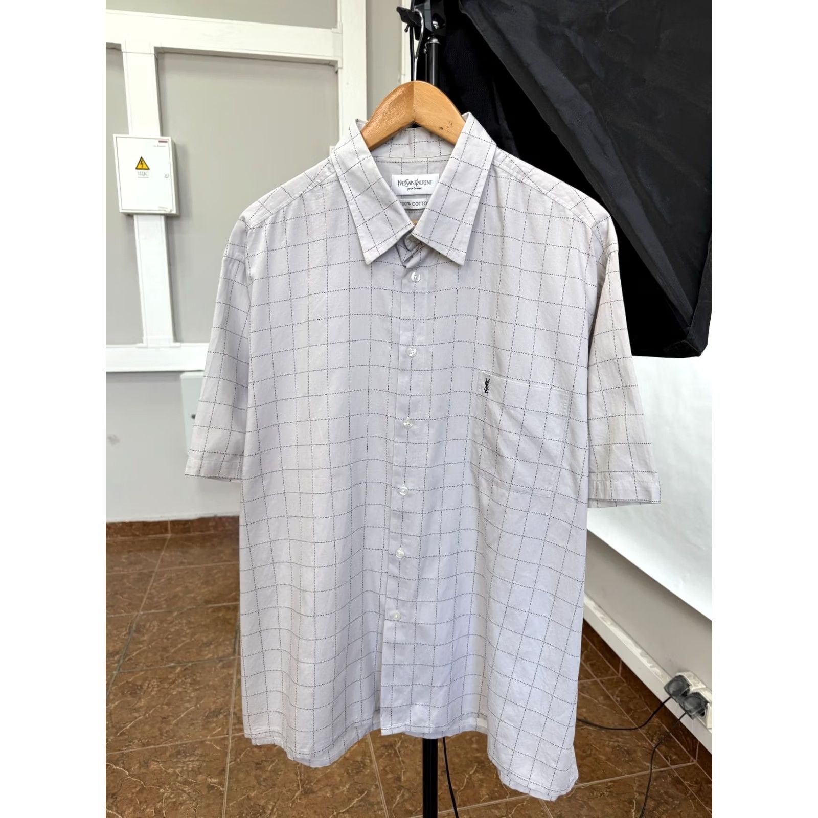 Yves Saint Laurent VINTAGE Yves Saint Laurent YSL Shirt 2XL Grey 90s Cotton Logo Short Sleeve Men's T-Shirt, 90s, Vintage, Gray, 2XL, Mens Size US XXL / EU 58 / 5 - 2 Thumbnail