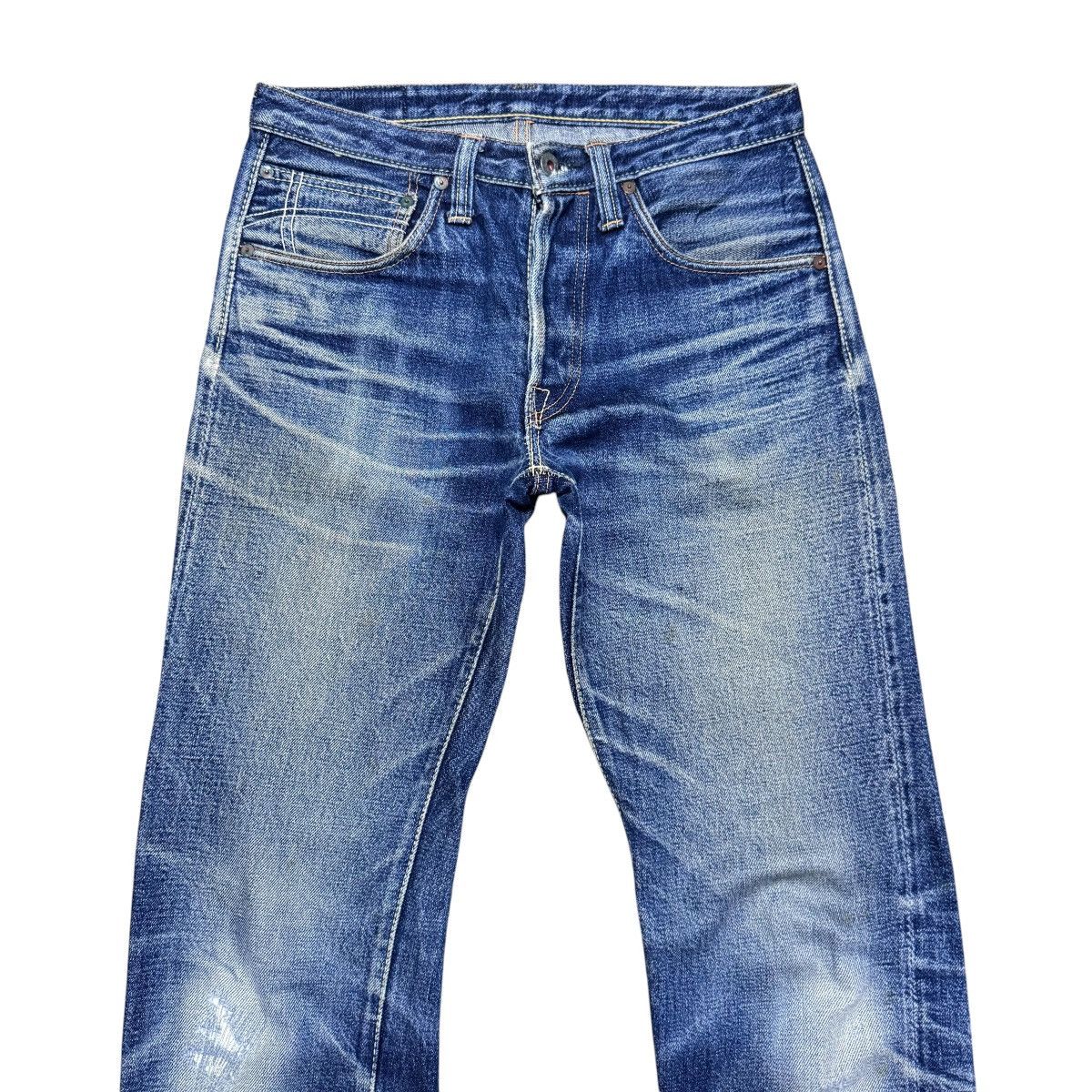 Jelado 17oz Graph Zero Distressed Denim Selvedge Jeans Natural Fade Size US 30 / EU 46 - 3 Thumbnail