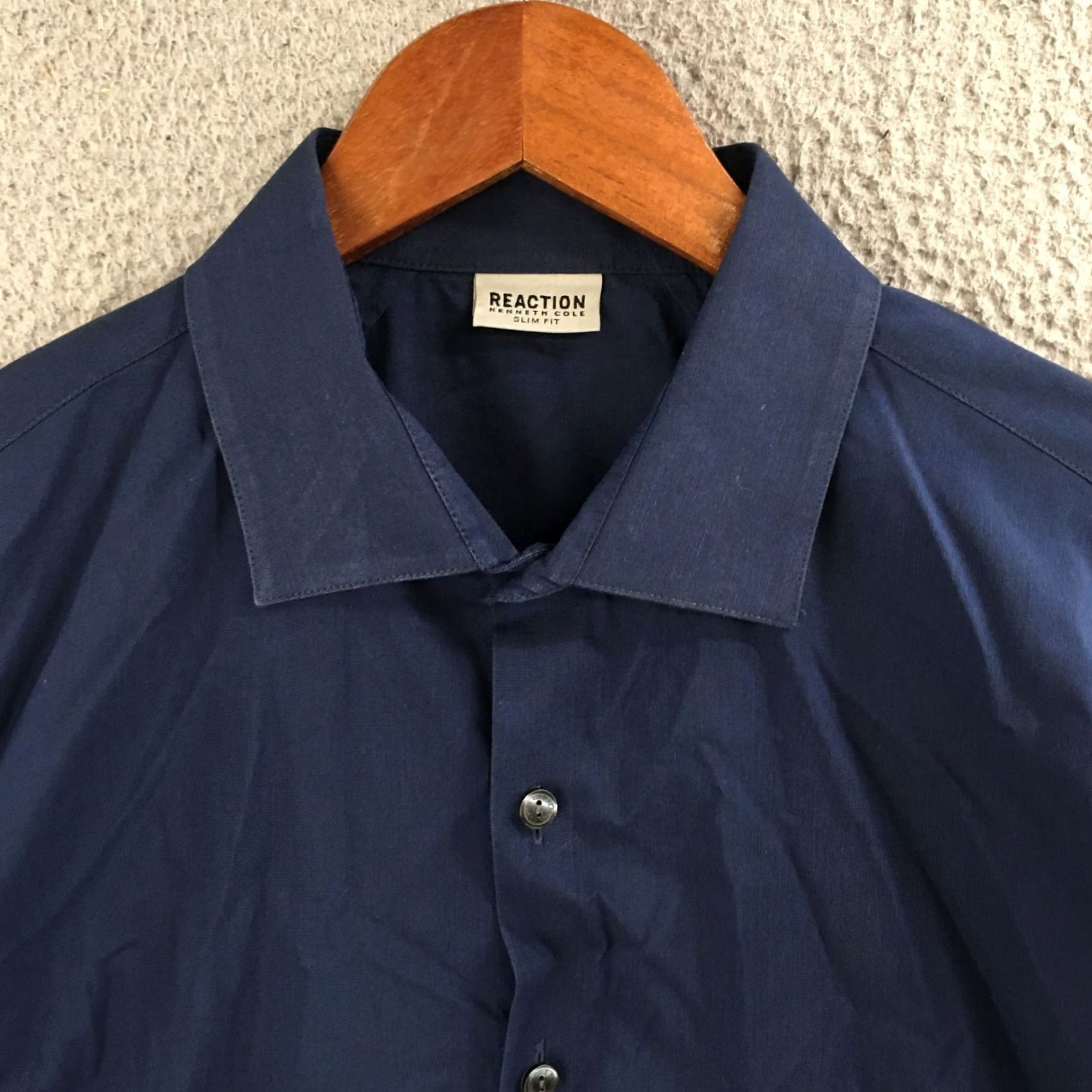 Kenneth Cole Kenneth Cole Reaction Dress Shirt Mens 16.5 Slim Fit Collared Long Sleeve Blue Size 46R - 3 Thumbnail