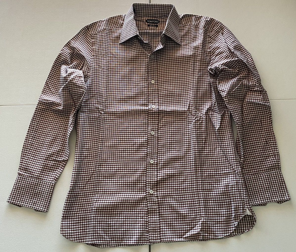 Tom Ford Tom Ford copper/silver gingham check shirt 17 43e Size US L / EU 52-54 / 3 - 1 Thumbnail