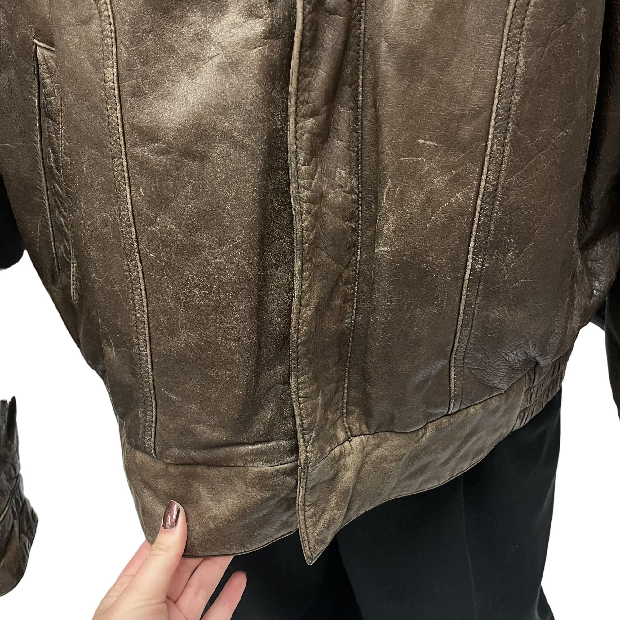 Other Vtg Reed Brown Distressed Leather Bomber FLIGHT Jacket Size US XL / EU 56 / 4 - 12 Thumbnail