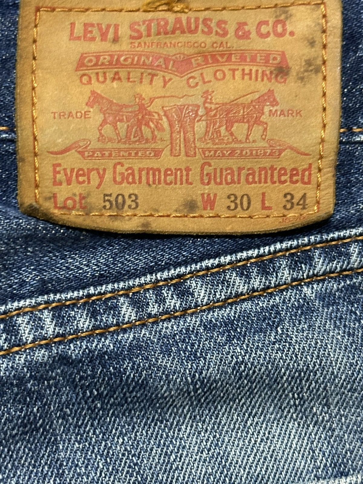 Levi's Vintage 80s Levis 503 Blue Wash Distress Style Baggy Jeans Size US 30 / EU 46 - 9 Thumbnail