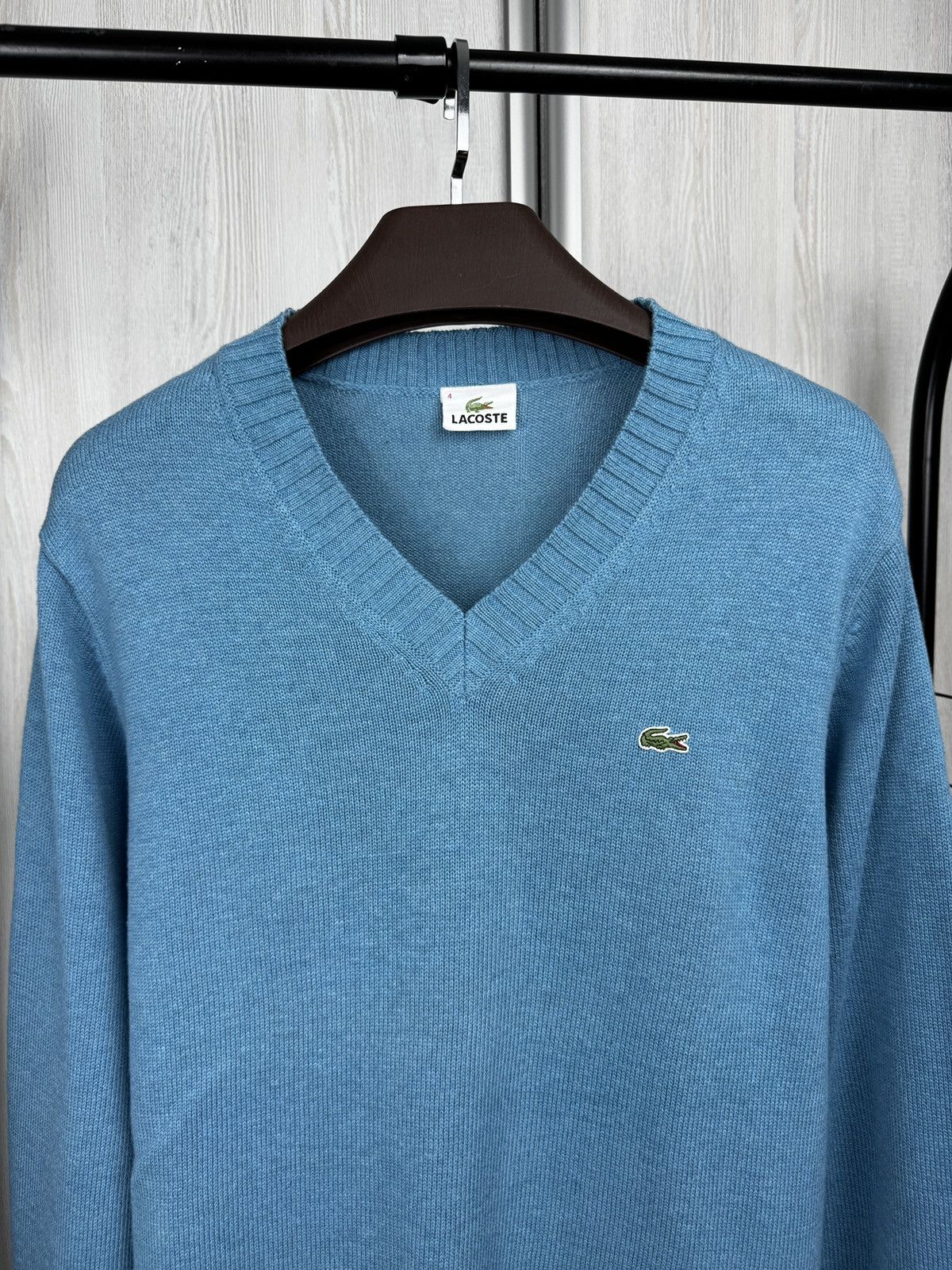 Lacoste Lacoste sky blue cotton wool v-neck vintage sweater size 4 Size US M / EU 48-50 / 2 - 3 Thumbnail