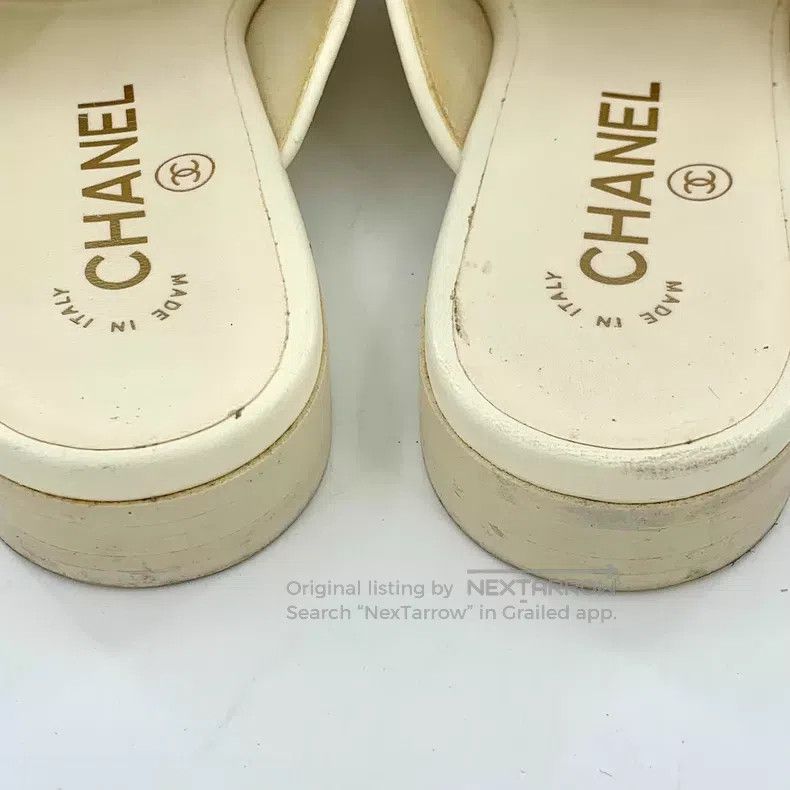 Chanel Chanel Beige logo chain wrap head mule half drag Size US 5.5 / IT 35.5 - 9 Thumbnail