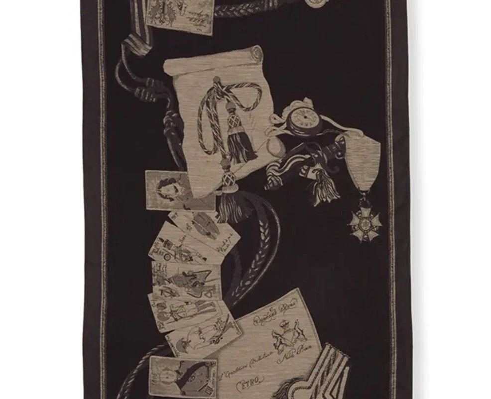 Etro Etro Silk Blend Scarf Mens Black Gray Graphic Made in Italy Size ONE SIZE - 7 Thumbnail