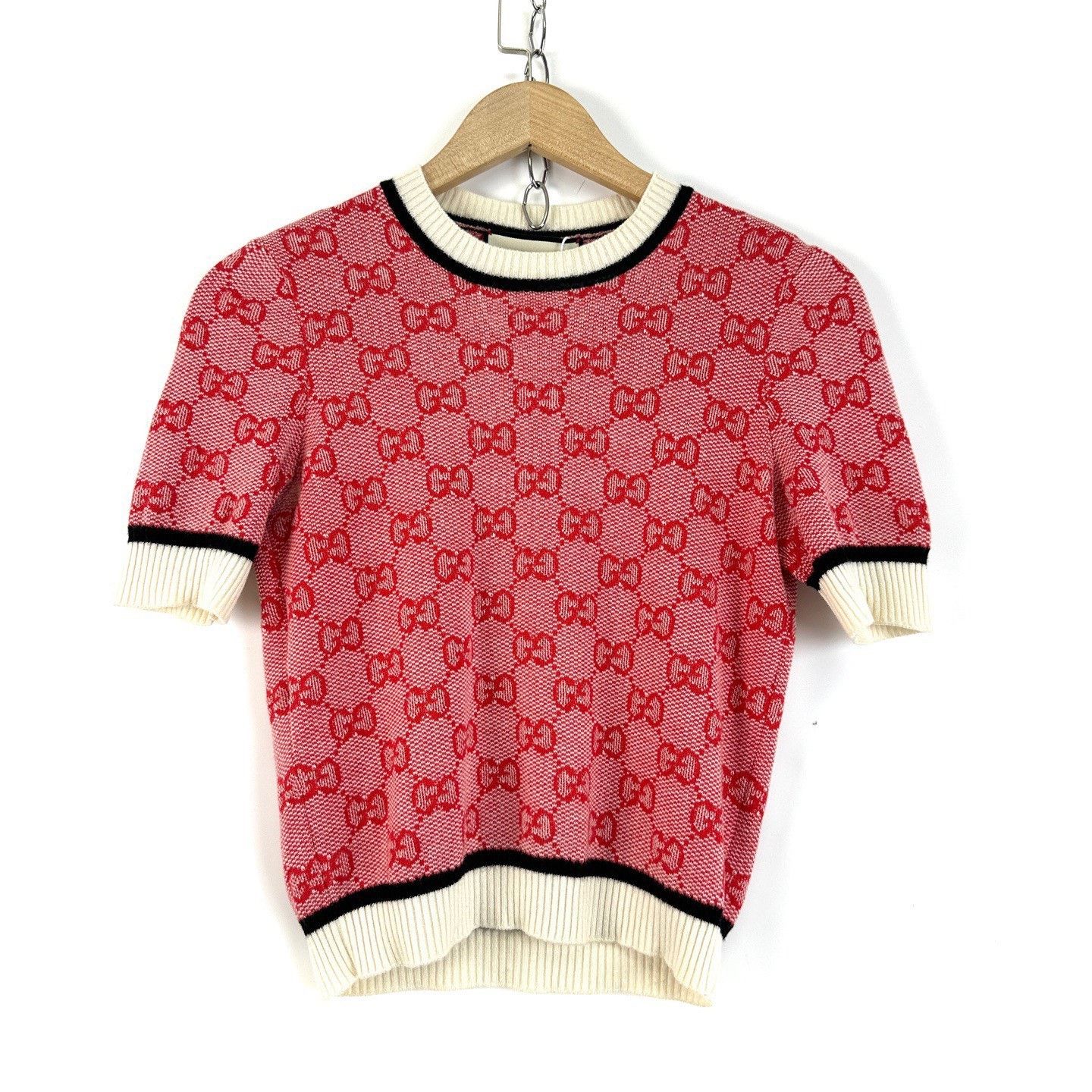 Gucci Gucci Red Double G Logo Knit Short Sleeve Size XS / US 0-2 / IT 36-38 - 1 Thumbnail