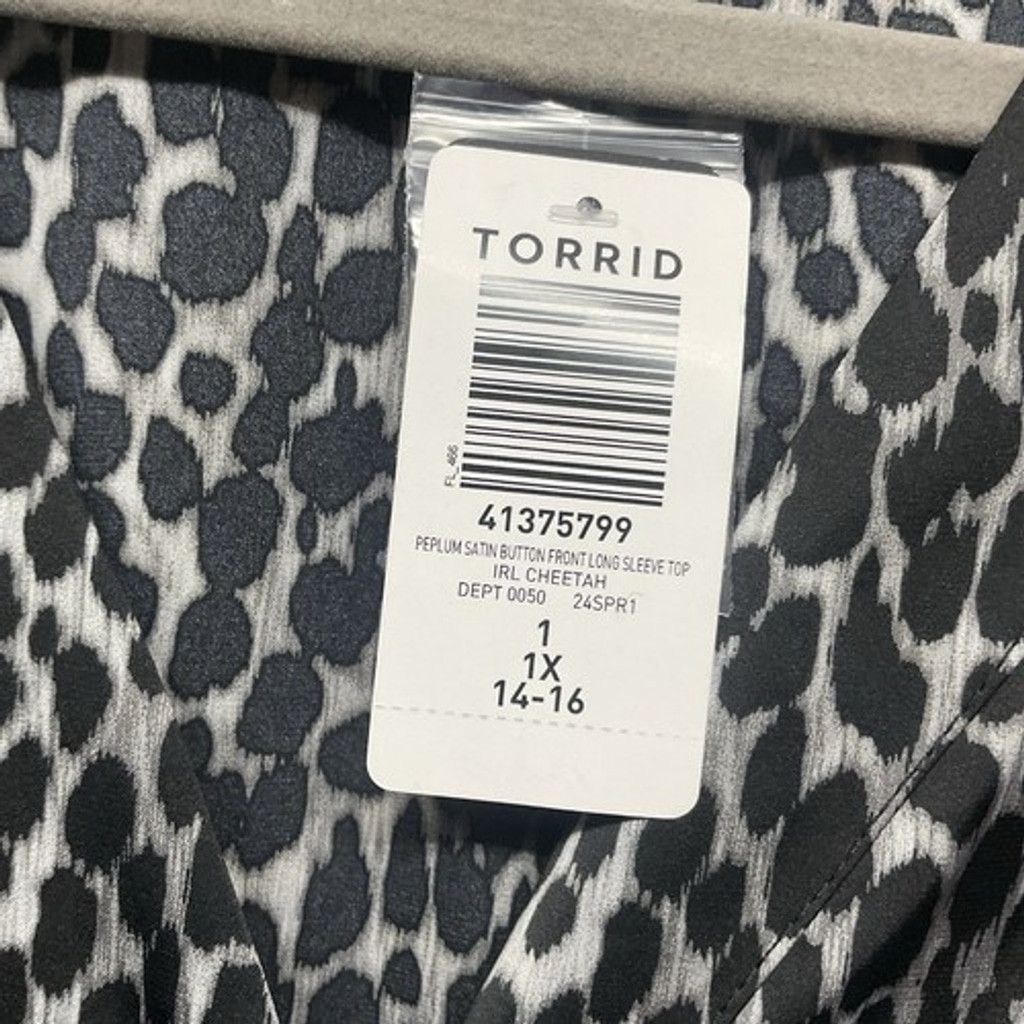 Torrid NWT Torrid Peplum Satin Long Slv. ButtonFront Blouse Women 1 Size ONE SIZE - 4 Thumbnail