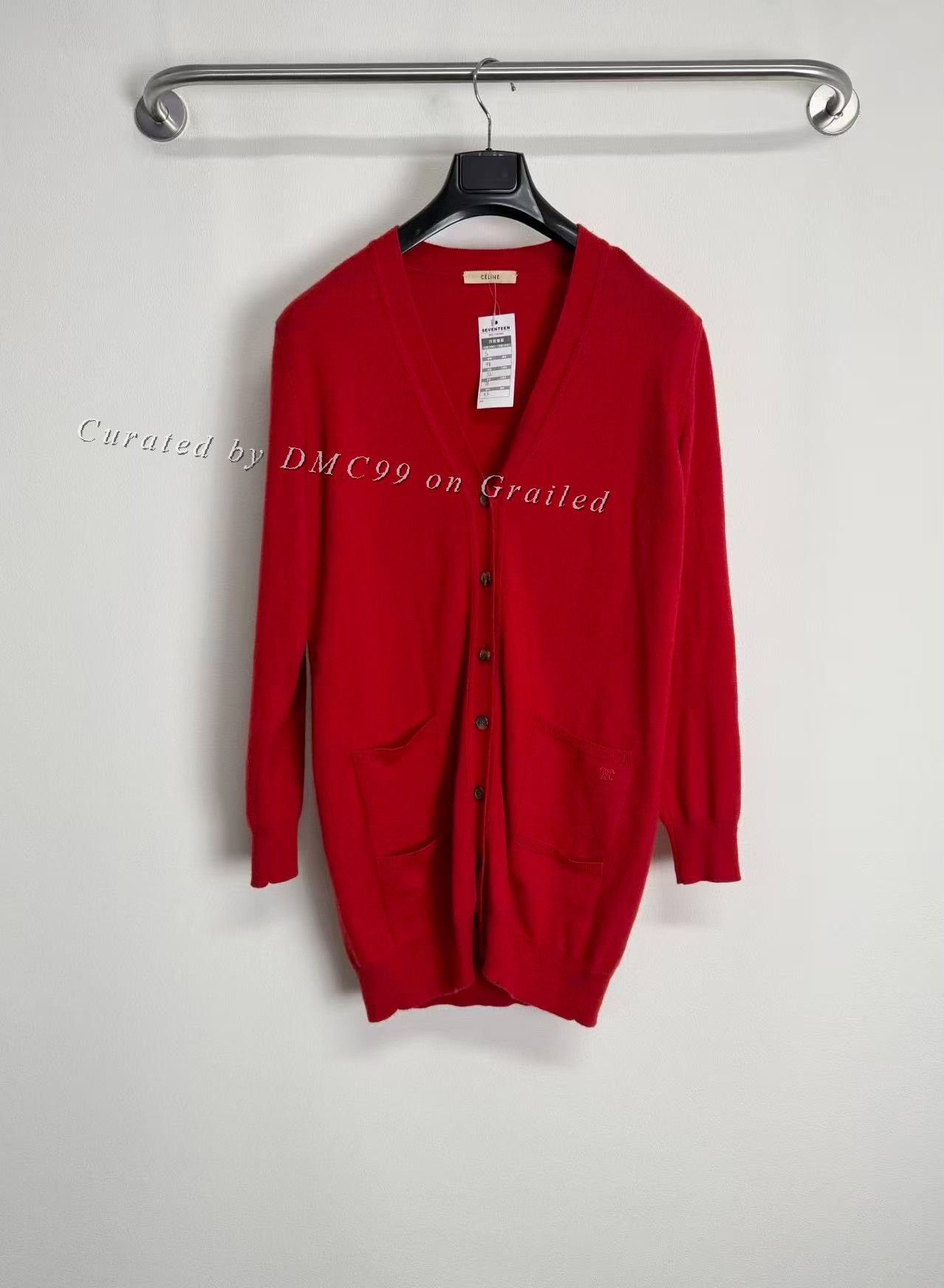 Celine Celine Red Long Knit Cardigan Size S / US 4 / IT 40 - 1 Thumbnail