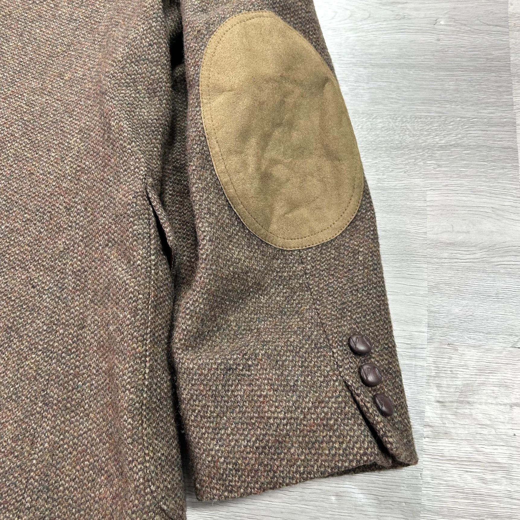Pendleton VTG Pendleton Blazer Mens 46 Wool Western Sport Coat Jacket USA Slim notched lapel two-button elbow patch brown Size 46R - 6 Thumbnail