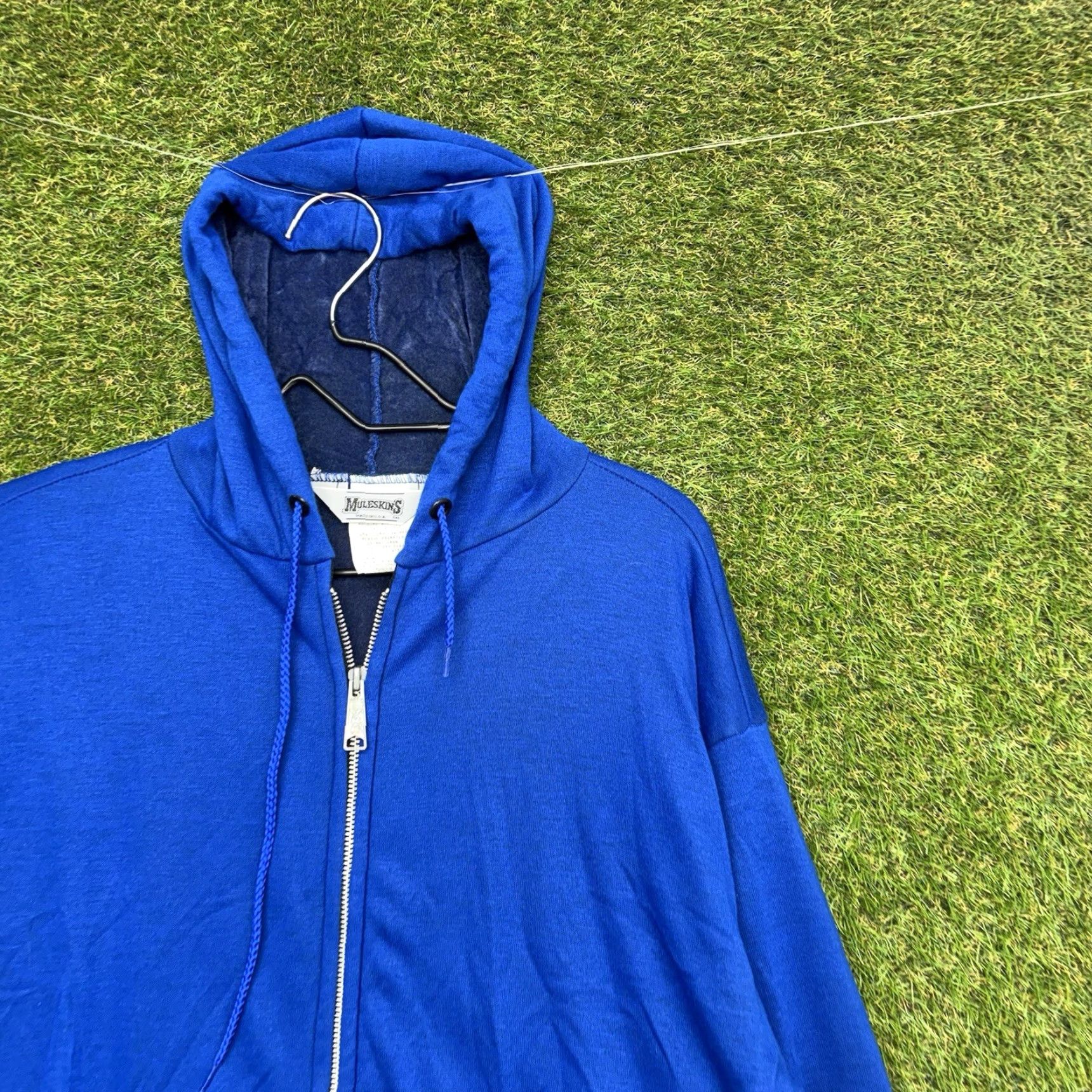 Vintage VINTAGE Muleskins Hoodie Mens Large Blue Full Zip Thermal Lined Sweatshirt 90s Size US L / EU 52-54 / 3 - 6 Thumbnail