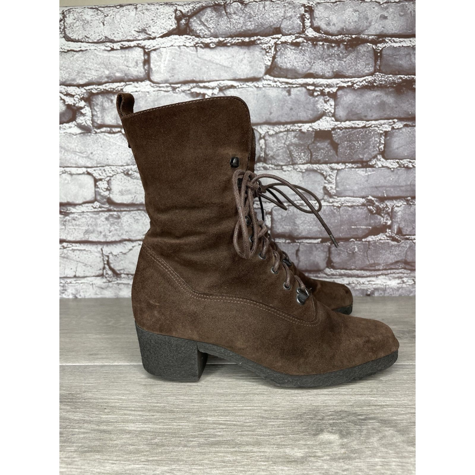 Aquatalia Aquatalia Marvin K Brown Suede Lace Up Block Heel Combat Boo Size US 6 / IT 36 - 5 Thumbnail