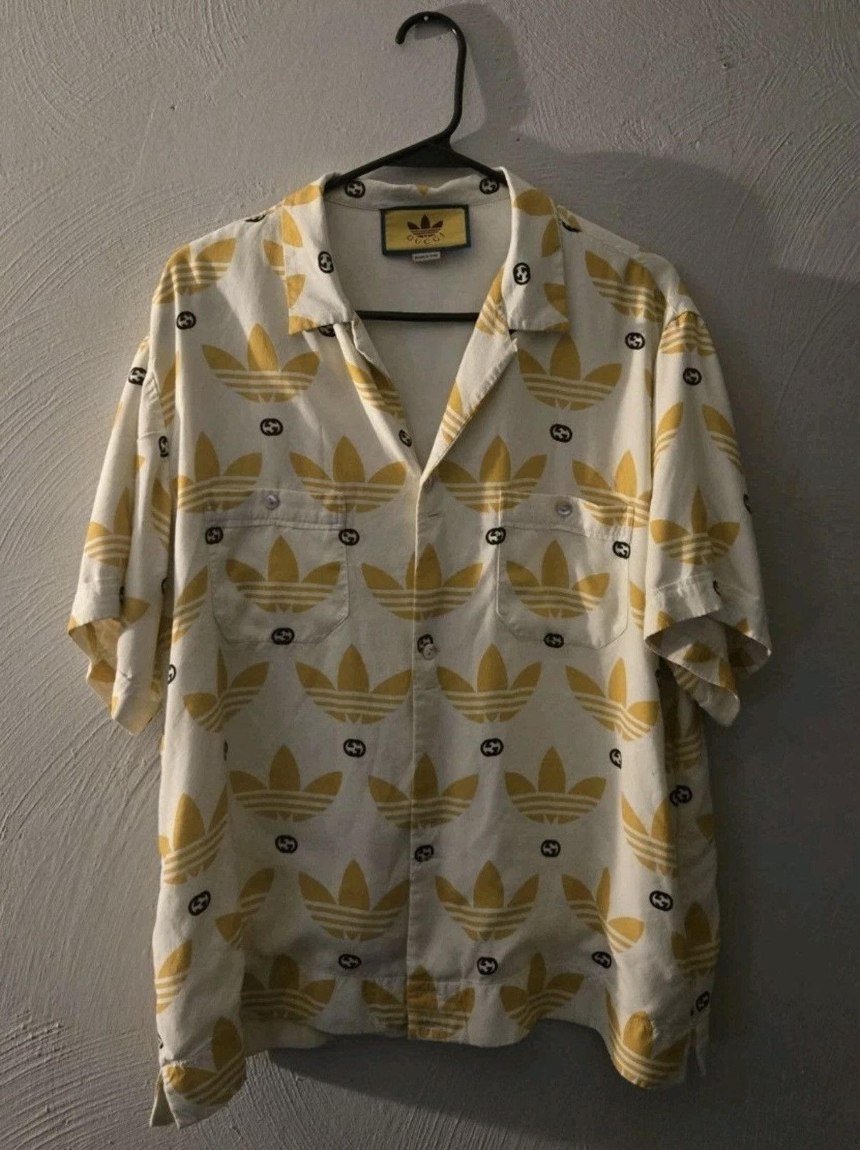 Adidas × Gucci Gucci X Adidas Trefoil Print Bowling Shirt (Size 52 - XL) Size US XL / EU 56 / 4 - 1 Thumbnail