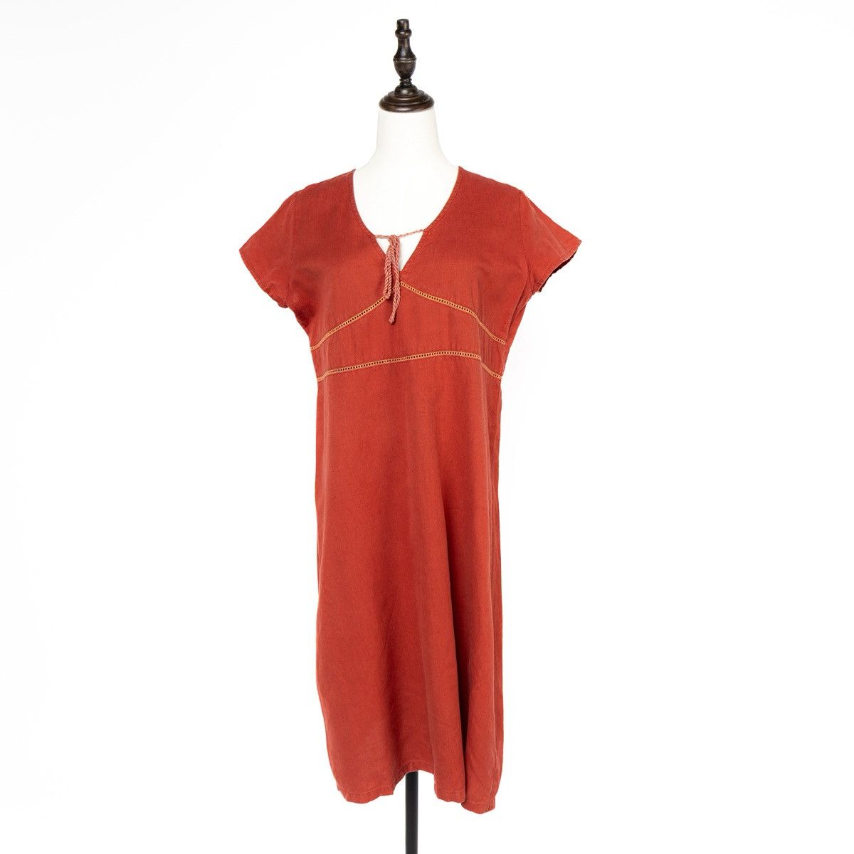 Gudrun Sjoden Gudrun Sjoden Womens Linen Dress Red Mid Length Short Sleeve Size M / US 6-8 / IT 42-44 - 1 Thumbnail