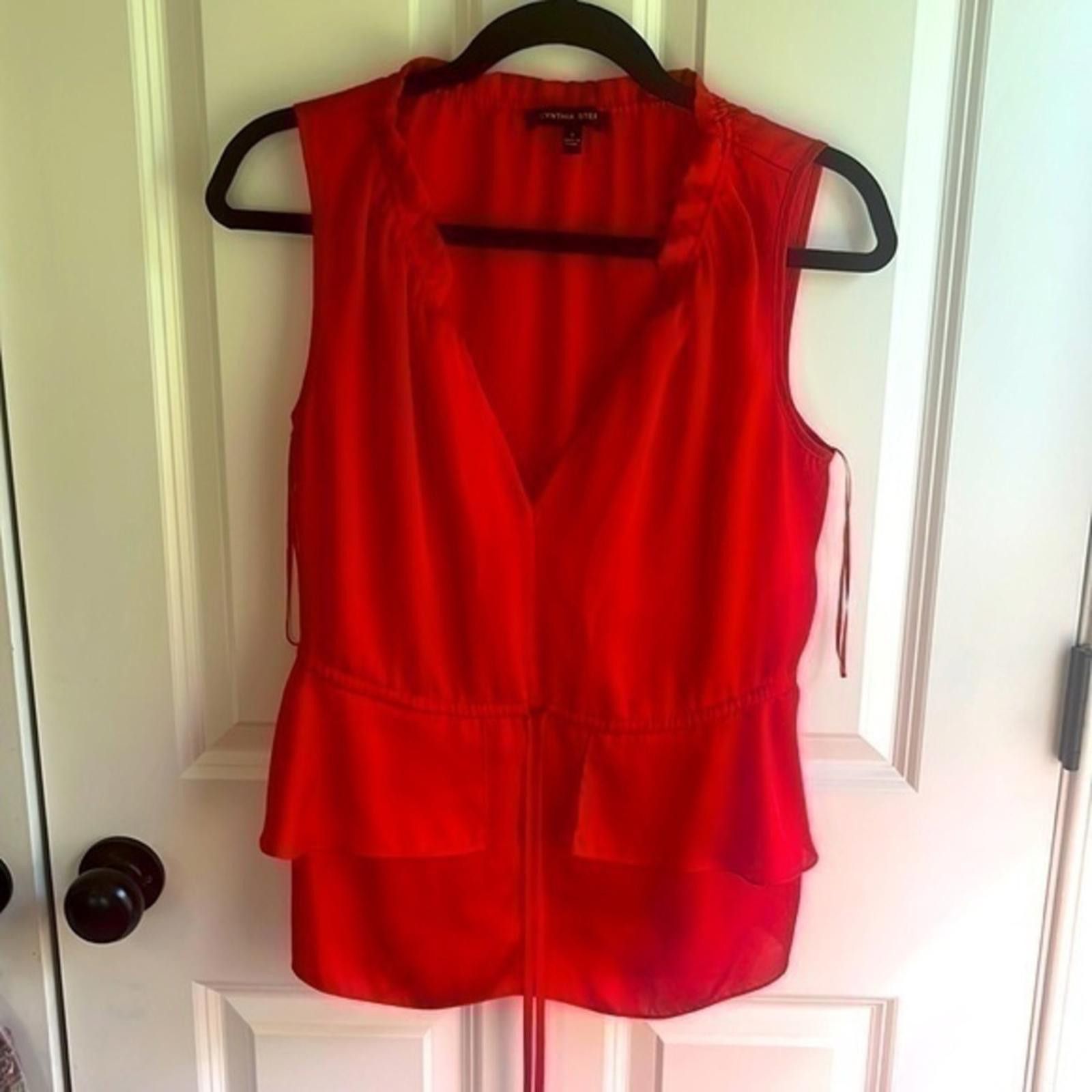 Designer Cynthia Steffe tie front silk blouse - used Size S / US 4 / IT 40 - 4 Thumbnail