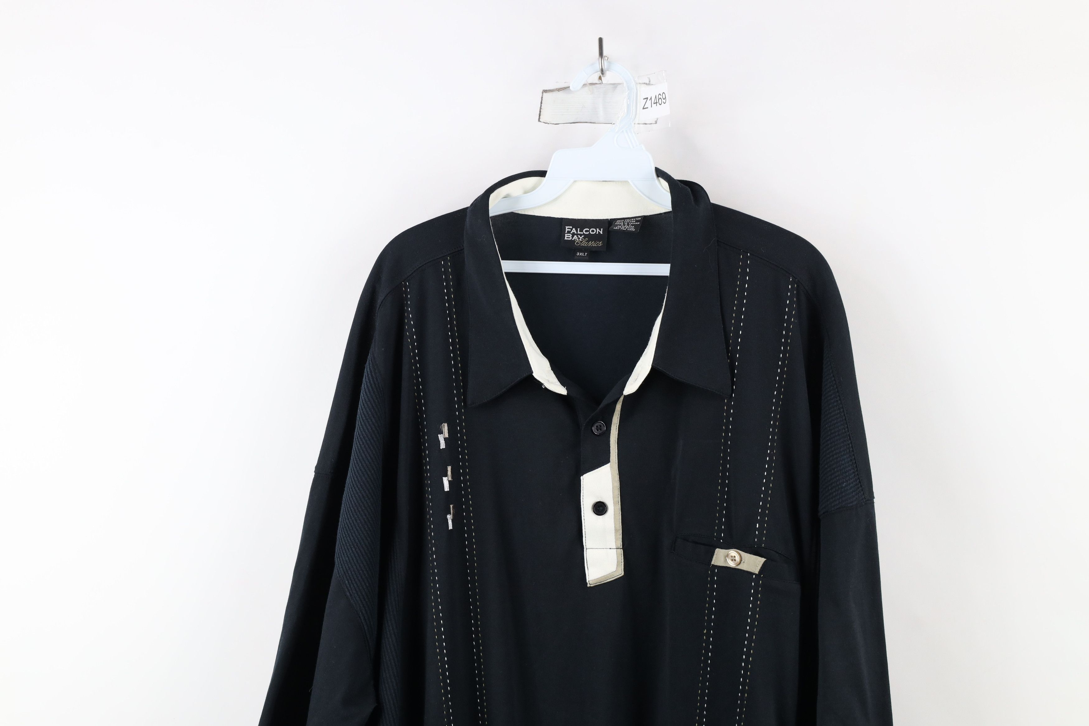 Vintage Vintage 90s Streetwear Ribbed Knit Pullover Polo Shirt Black Size US XXL / EU 58 / 5 - 2 Thumbnail