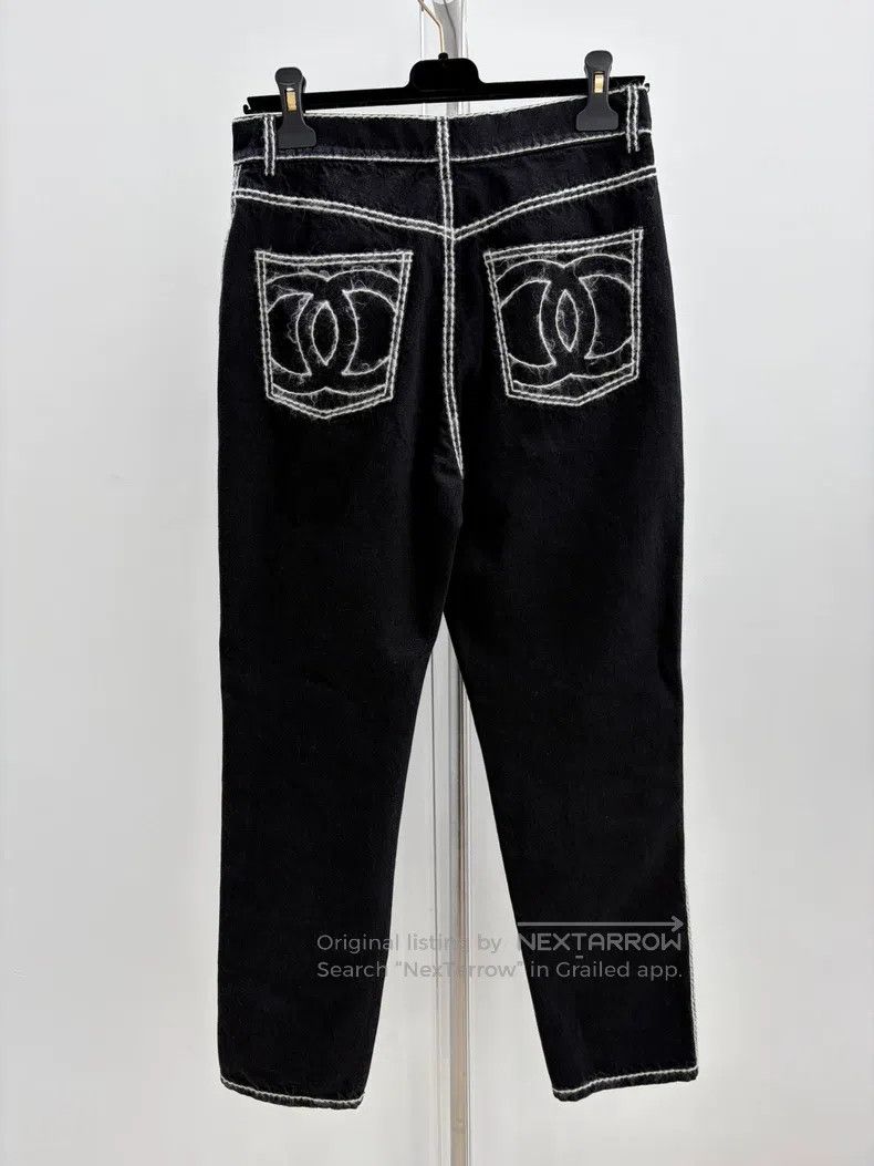 Chanel Chanel Black and white-bordered cartoon jeans Size 24" / US 00 / IT 34 - 2 Thumbnail