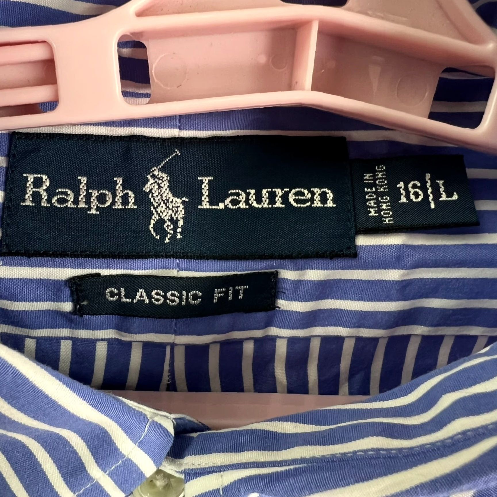Ralph Lauren Ralph Lauren Classic Fit Non-Iron Button-Down Shirt Mens 16 Blue Check Regular Length Size US L / EU 52-54 / 3 - 5 Thumbnail