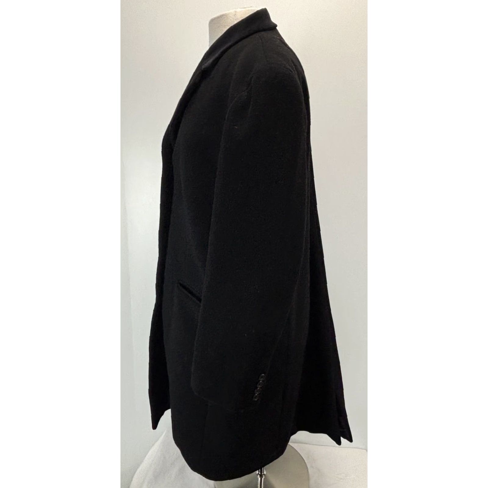 Ralph Lauren VINTAGE Lauren Ralph Lauren Coat Wool 100% Mid-Length 14W Plus Women Black Long Sleeve Button Moth-Damage Read Size XL / US 12-14 / IT 48-50 - 2 Thumbnail