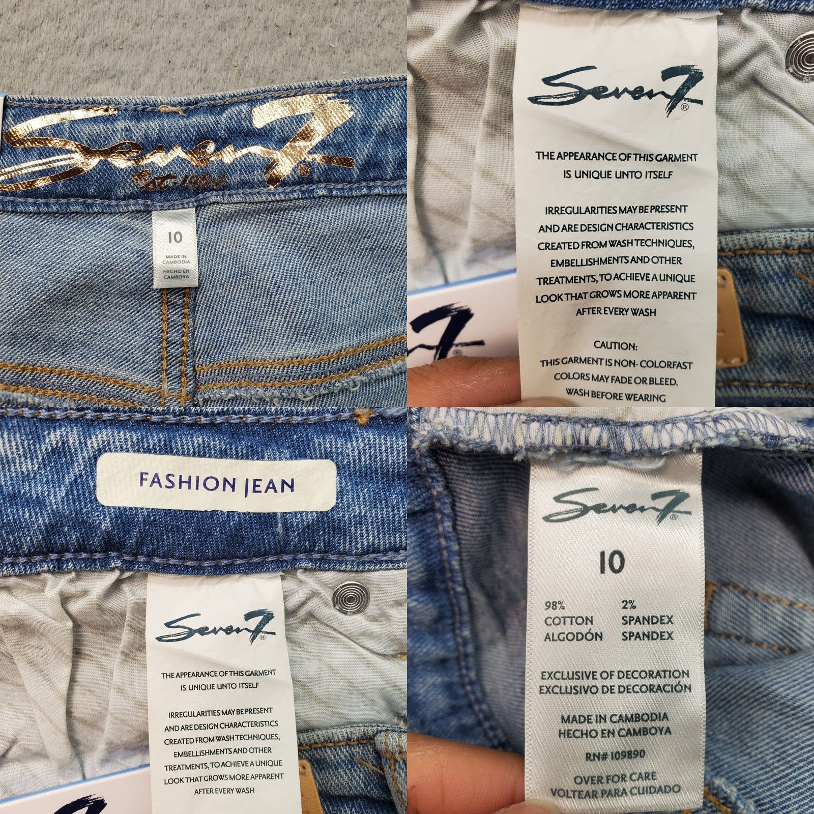 Vintage Seven7 Straight Jeans Womens 10 Blue Denim Stretch Light Wash High Rise Outdoor Jeans Size 32" / US 10 / IT 46 - 8 Thumbnail