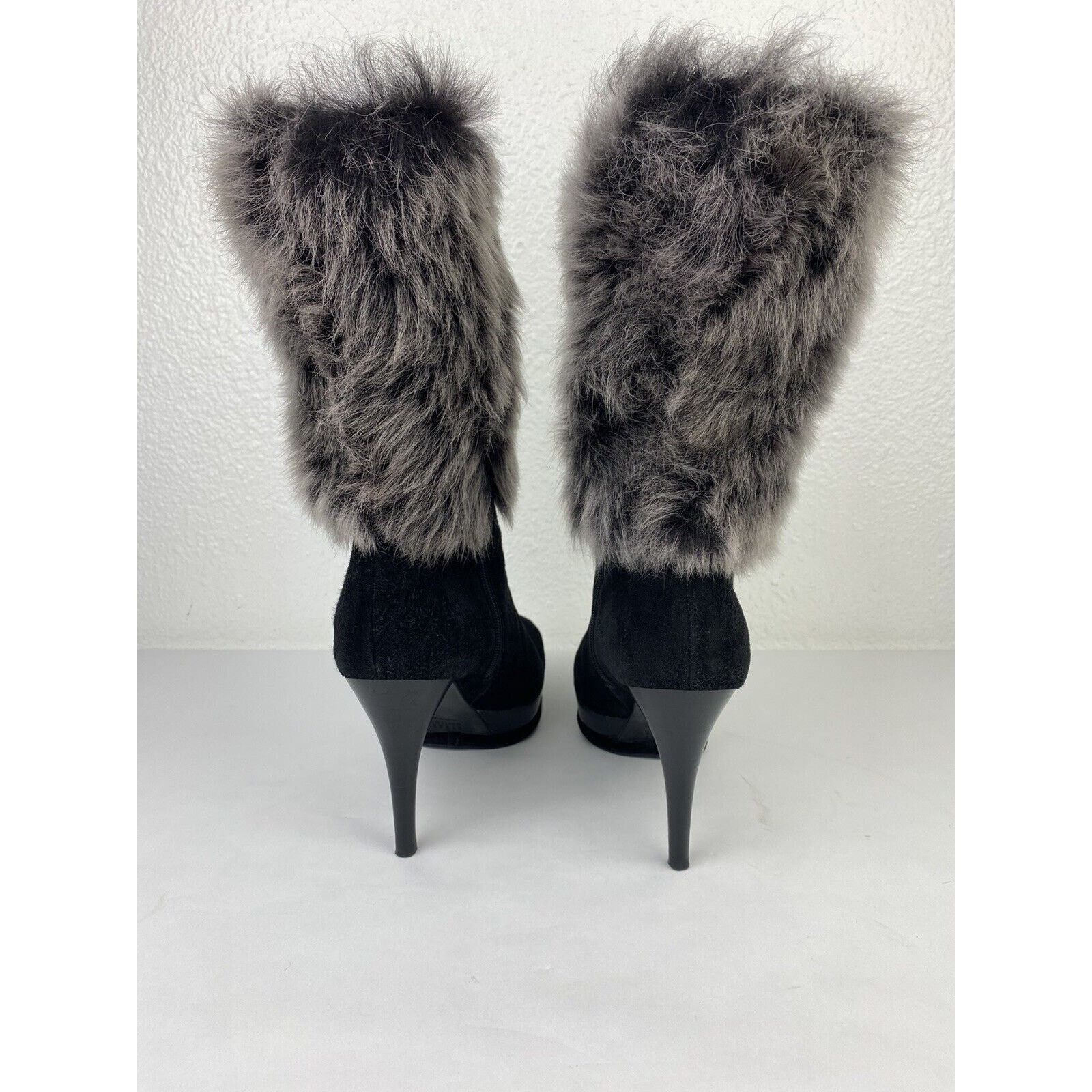 Stuart Weitzman Stuart Weitzman Yetala Suede Fur Heel Platform Boots Black Size US 8.5 / IT 38.5 - 5 Thumbnail