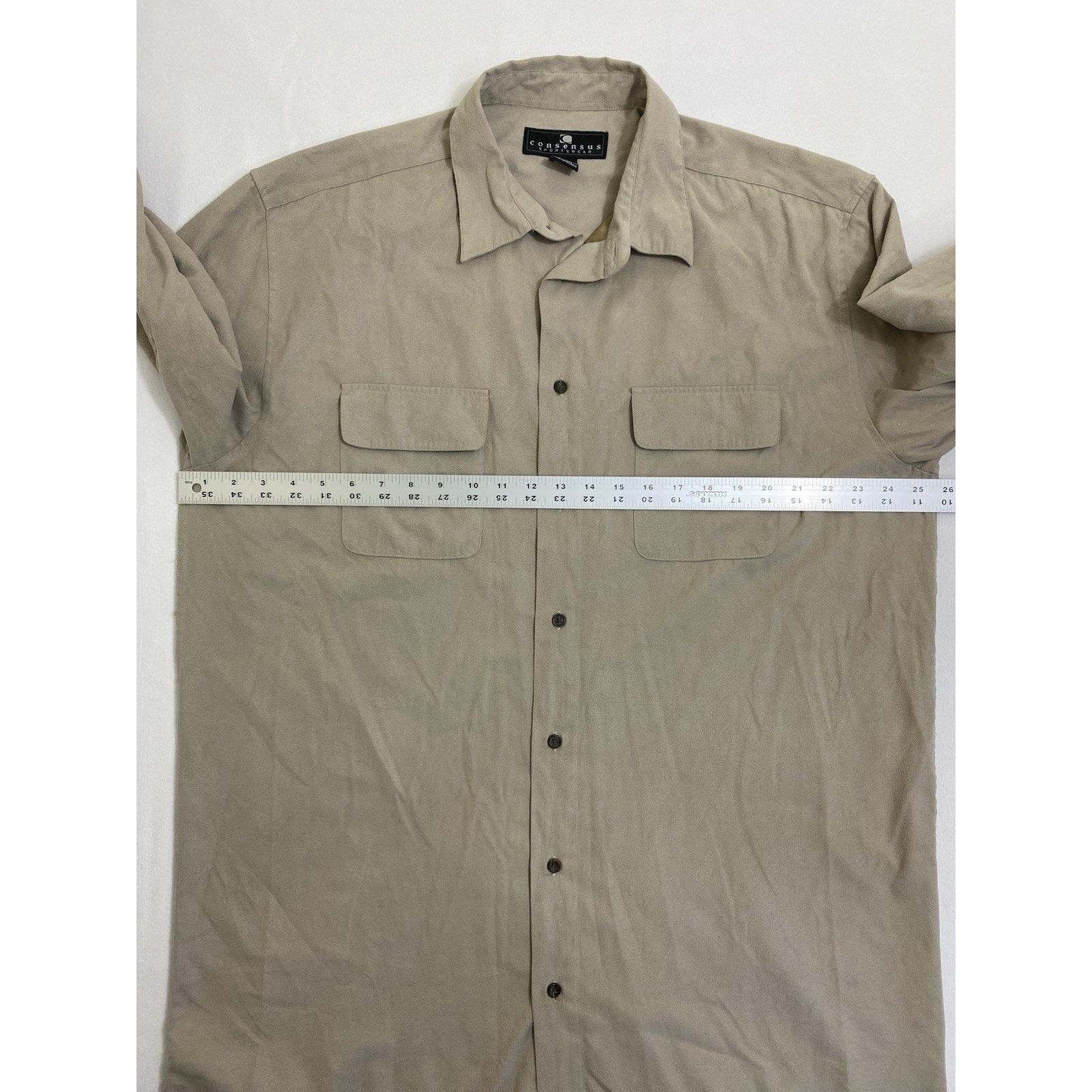 Other Men XLT Beige Faux Suede long-sleeve shirt Button Up VTG Size US XL / EU 56 / 4 - 7 Thumbnail