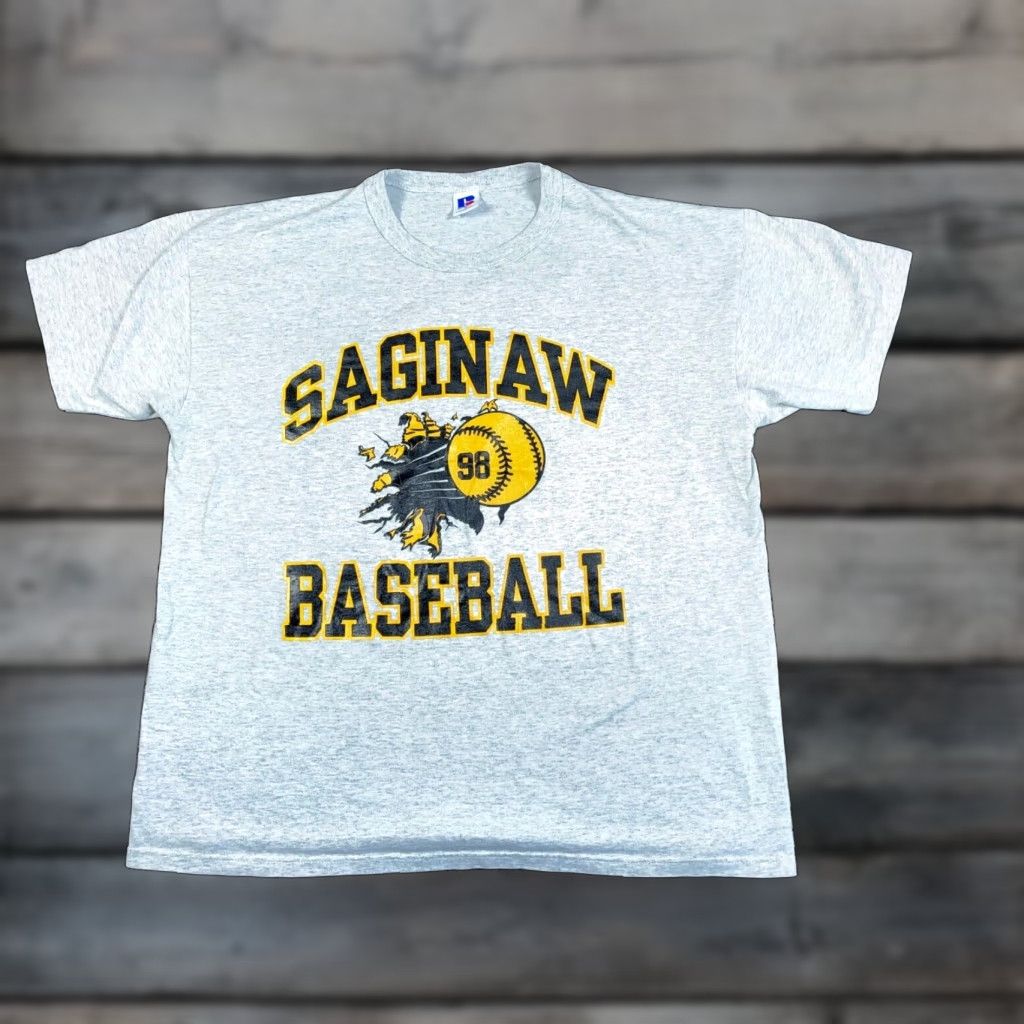 Russell Athletic VTG Russell Athletic Saginaw Baseball Jersey T-Shirt Adult XL Gray Michigan United States Size US XL / EU 56 / 4 - 1 Thumbnail