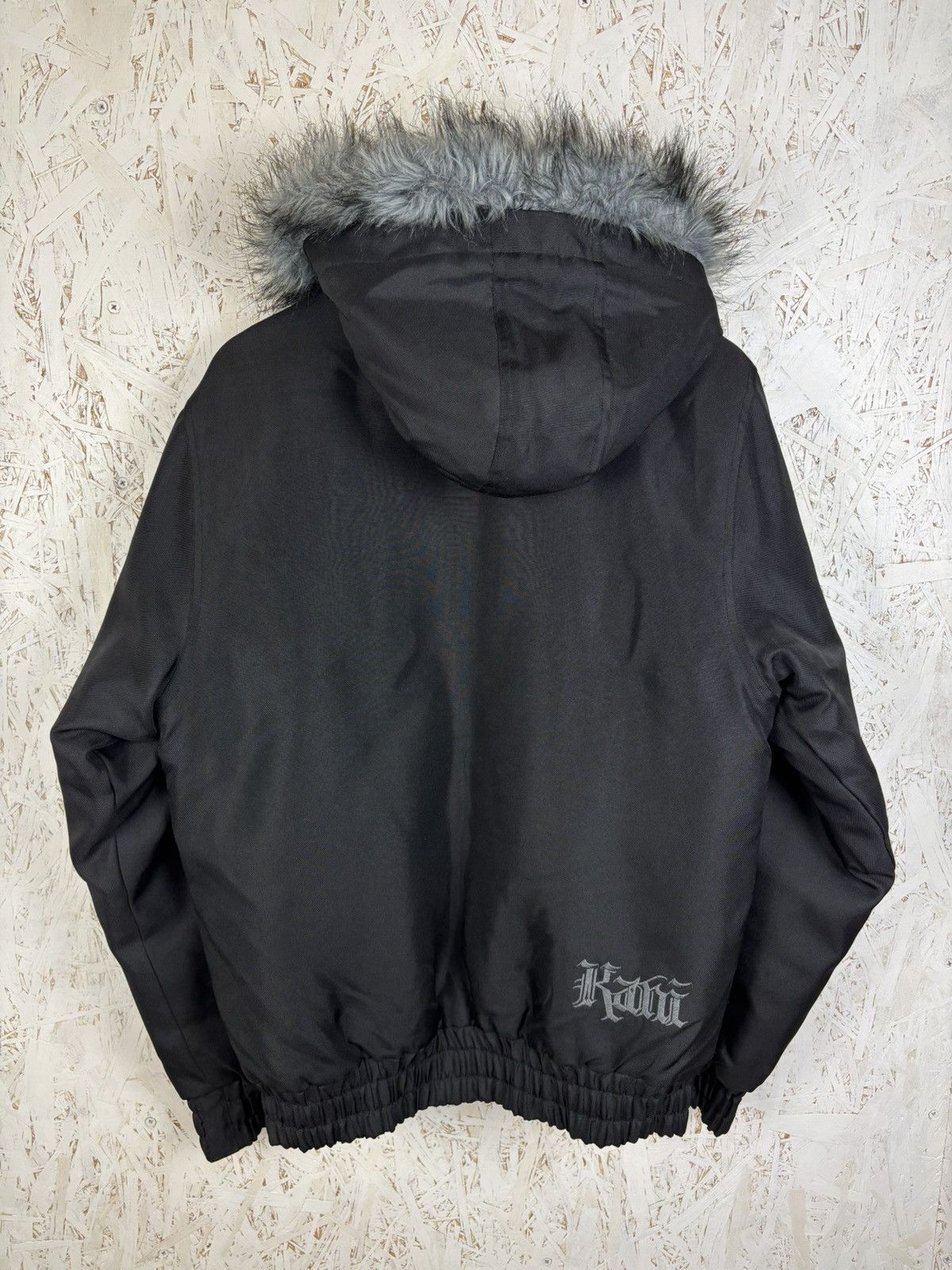 Karl Kani 00s Vintage Karl Kani Y2K Fur Hood Bomber Jacket Black S Size US S / EU 44-46 / 1 - 6 Thumbnail
