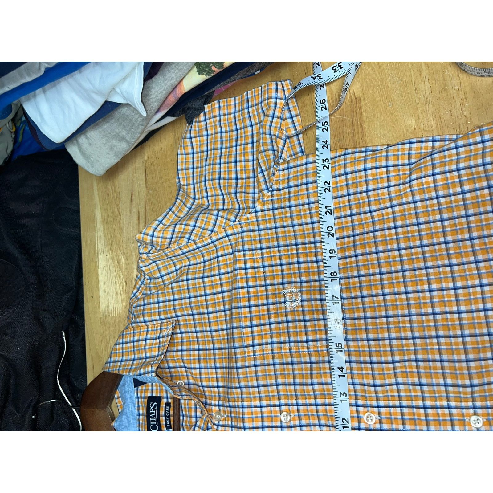 Chaps Chaps Button Up Shirt Orange Blue Easy Care office Summer L Size US L / EU 52-54 / 3 - 8 Thumbnail