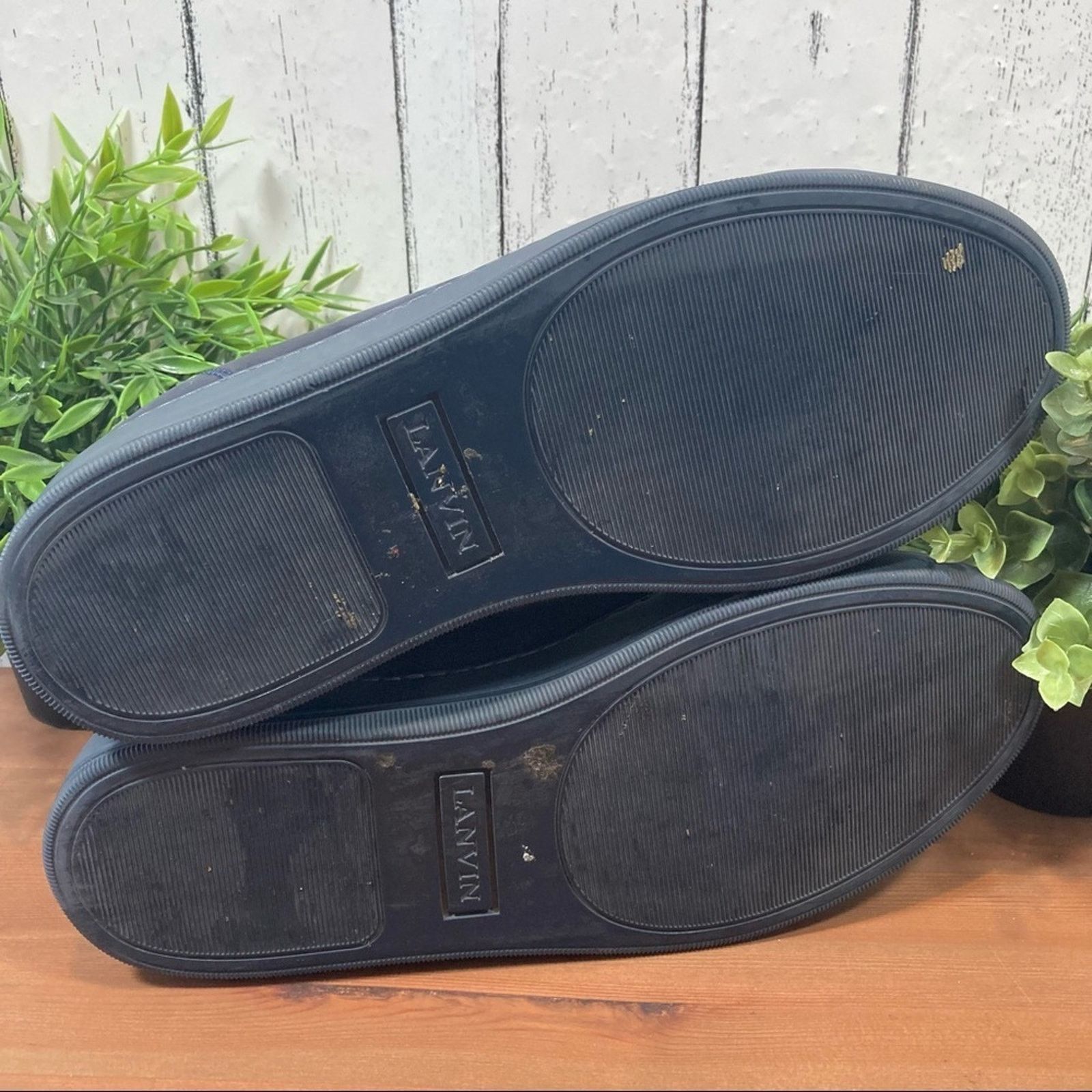 Lanvin Men's Dark Blue Calfskin Low Top Sneakers Size 8