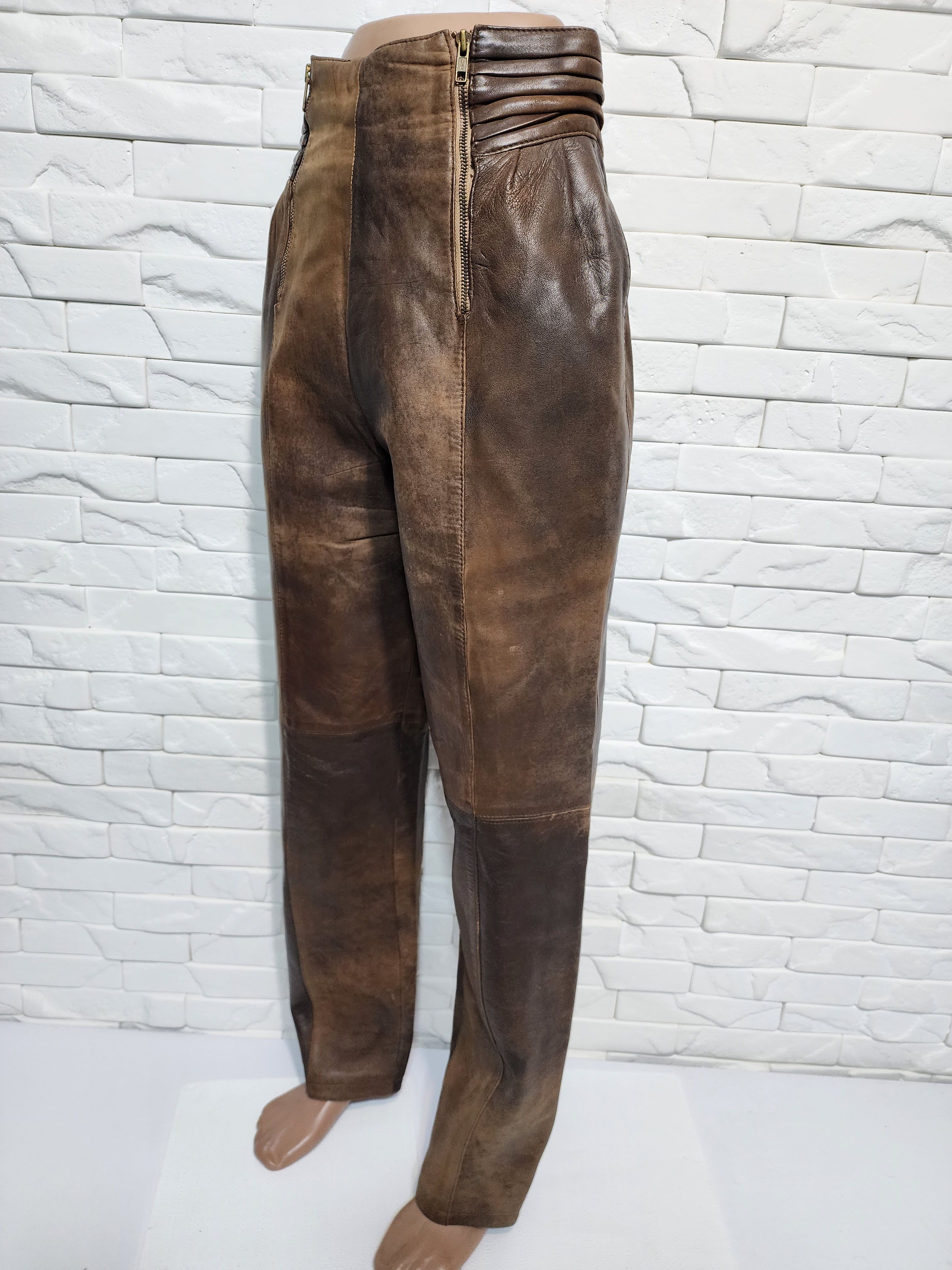 Genuine Leather Genuine Leather Brown Pants: Size 27" / US 4 / IT 40 - 2 Thumbnail