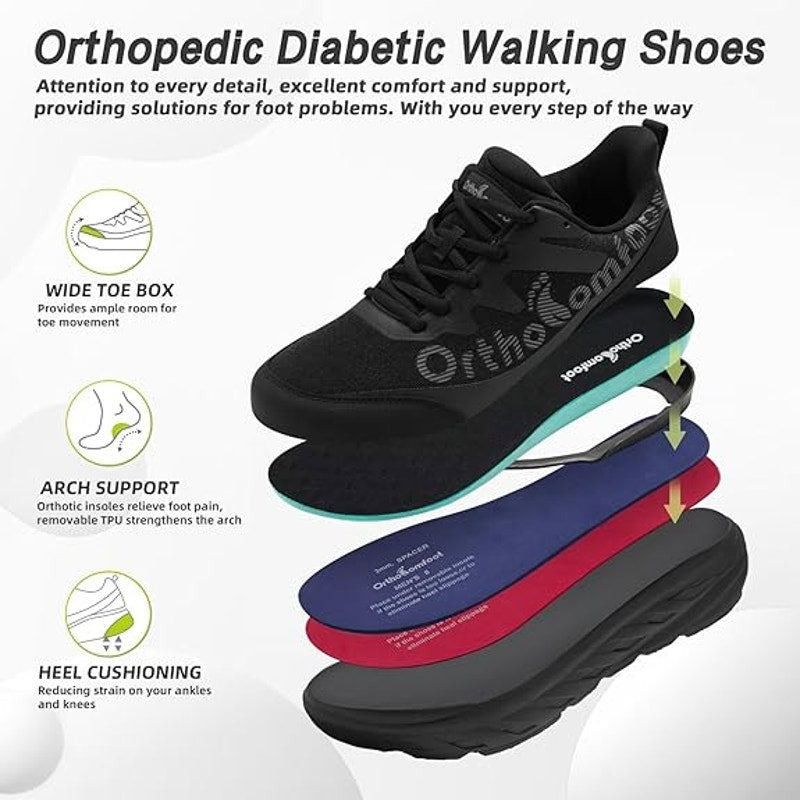 Other OrthoComfoot Women Size 11 Black Lace-Up Orthopedic Sneakers Size US 11 / IT 41 - 2 Thumbnail