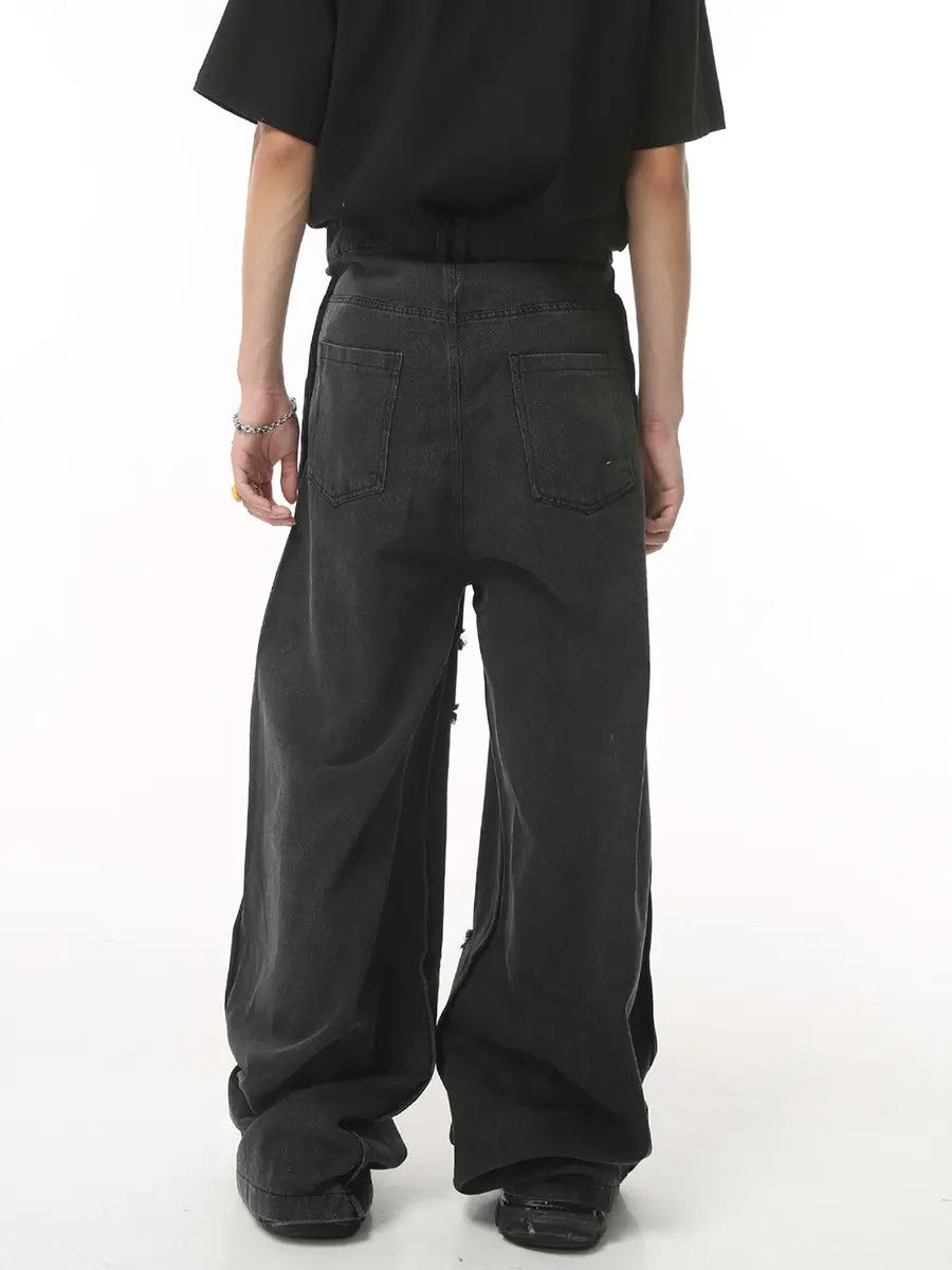Japanese Brand × Jean Embroidery Patchwork Distressed Baggy Black Jeans Size US 30 / EU 46 - 2 Thumbnail