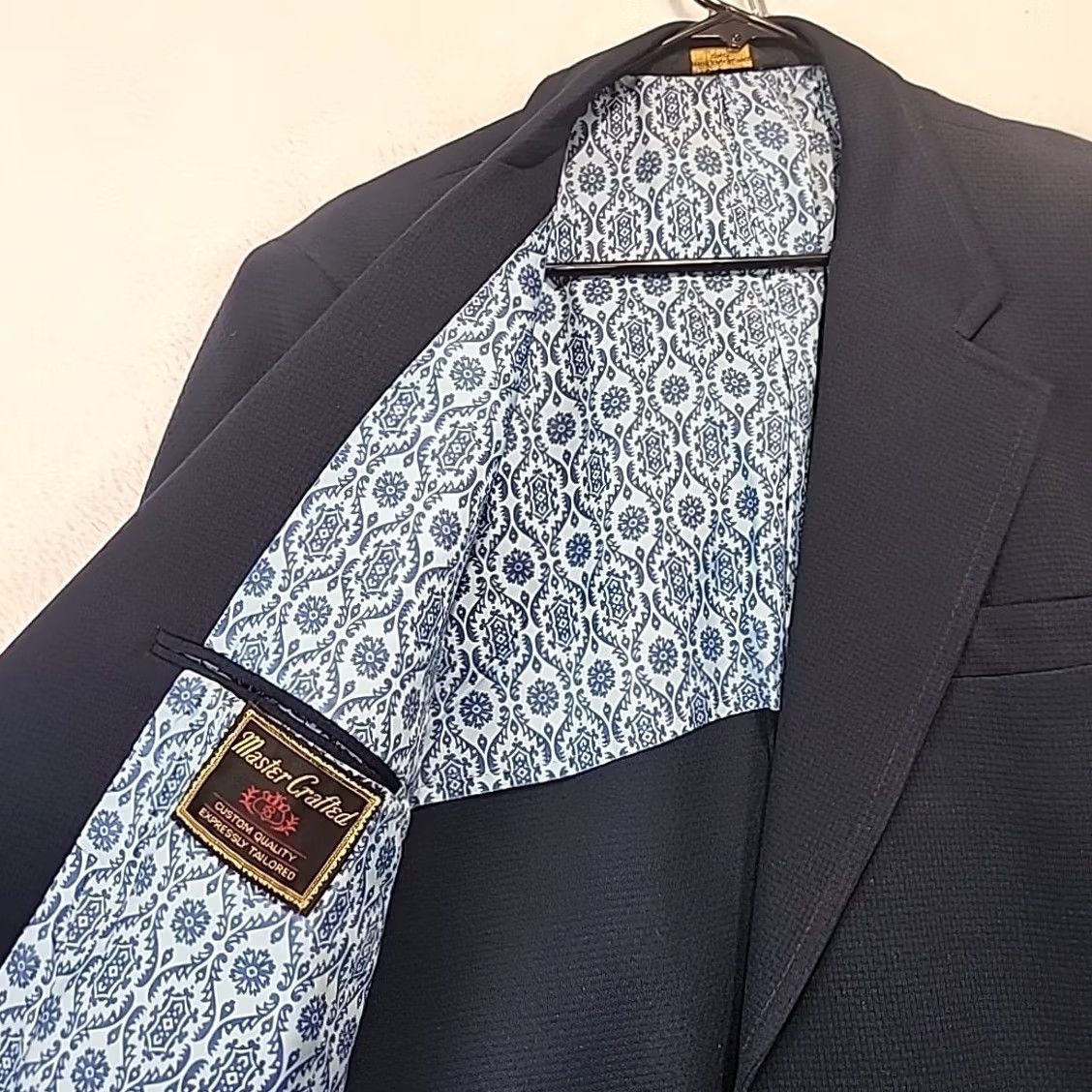 Vintage VINTAGE Tailored Jacket Leisure Suit Blazer Sport Coat Navy Blue 70s Mens 46 Reg Johnny Carson Groovy Mod 1970s Master Crafted Polyester Size 46R - 7 Thumbnail