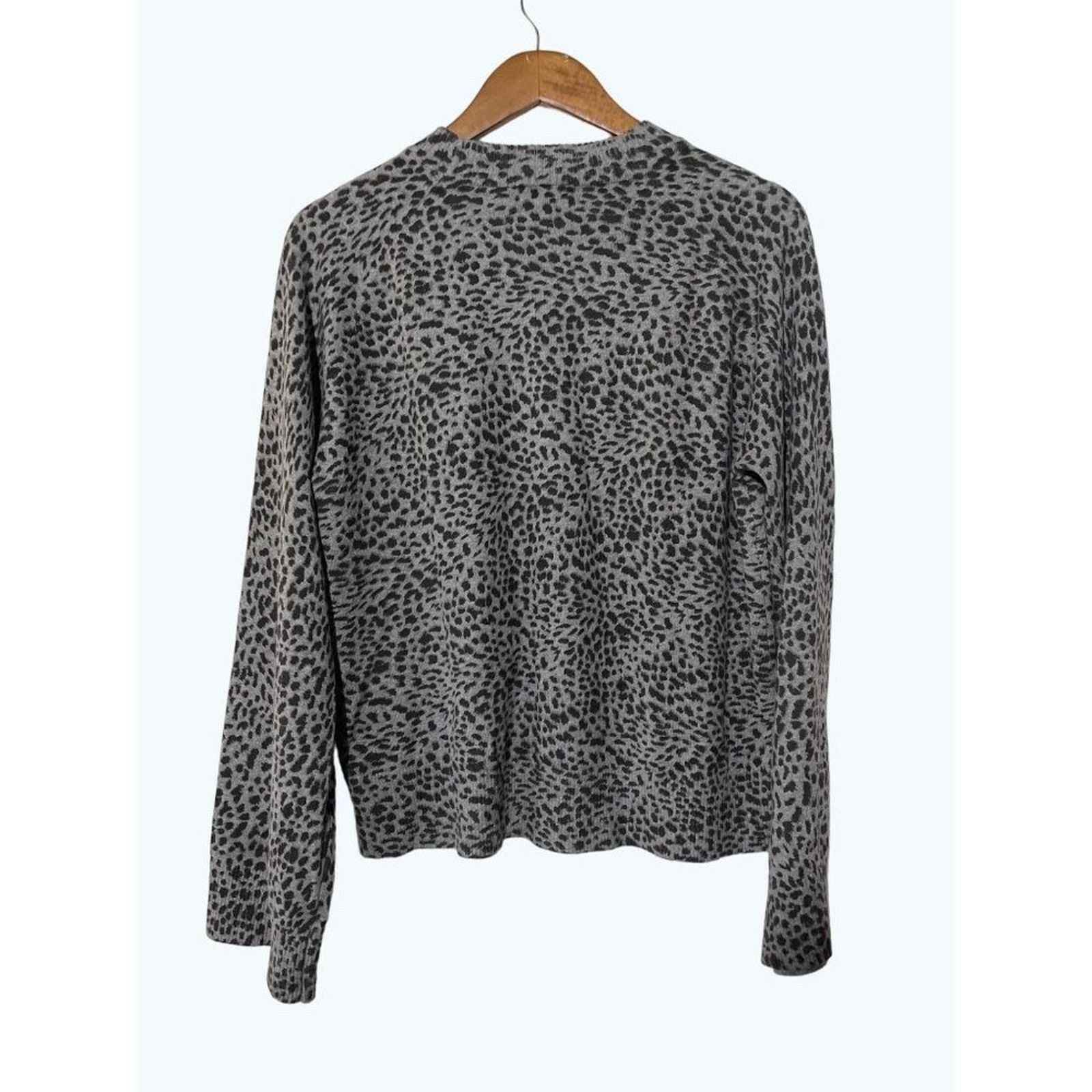 MONROW Monrow Mini Leopard Mock Neck Cashmere Blend Sweater Large Size L / US 10 / IT 46 - 3 Thumbnail