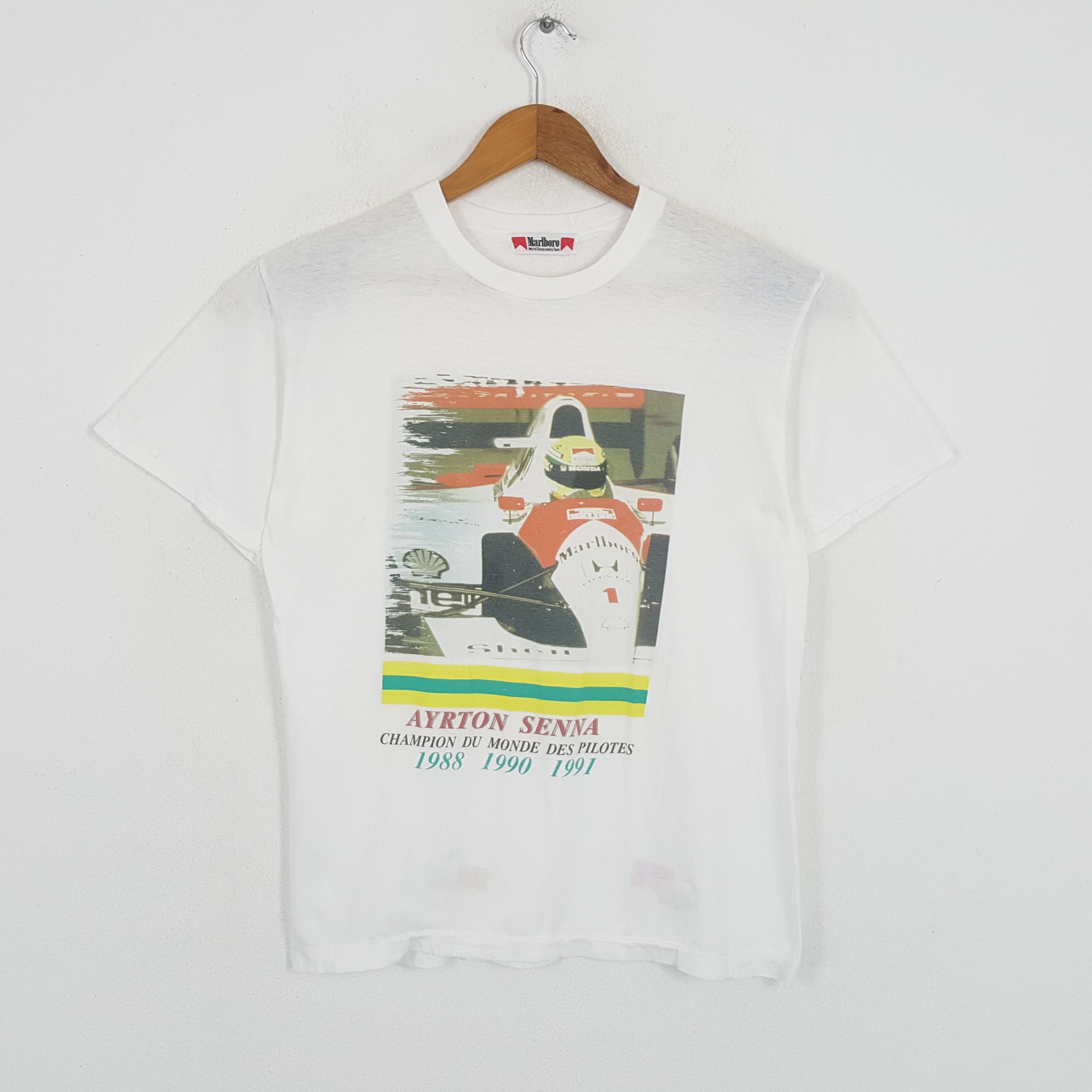 Marlboro × Vintage Vintage MARLBORO AYRTON SEEN F1 Lagend Racing T-Shirt Size US M / EU 48-50 / 2 - 1 Thumbnail