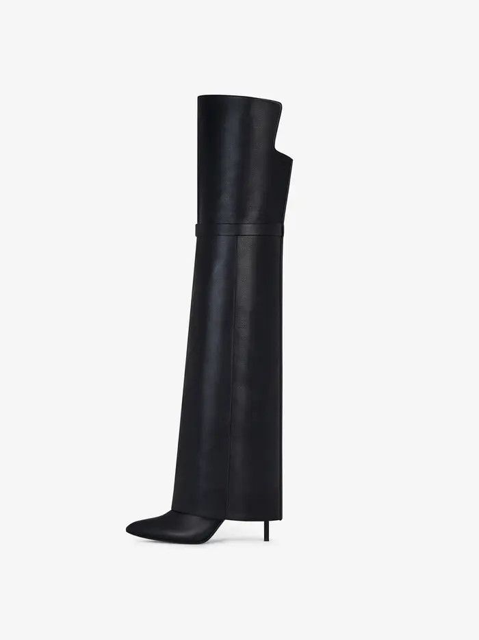 Givenchy o1lv12m0526 Shark Lock Stiletto OTK Boots in Black Size US 12 / IT 42 - 6 Thumbnail