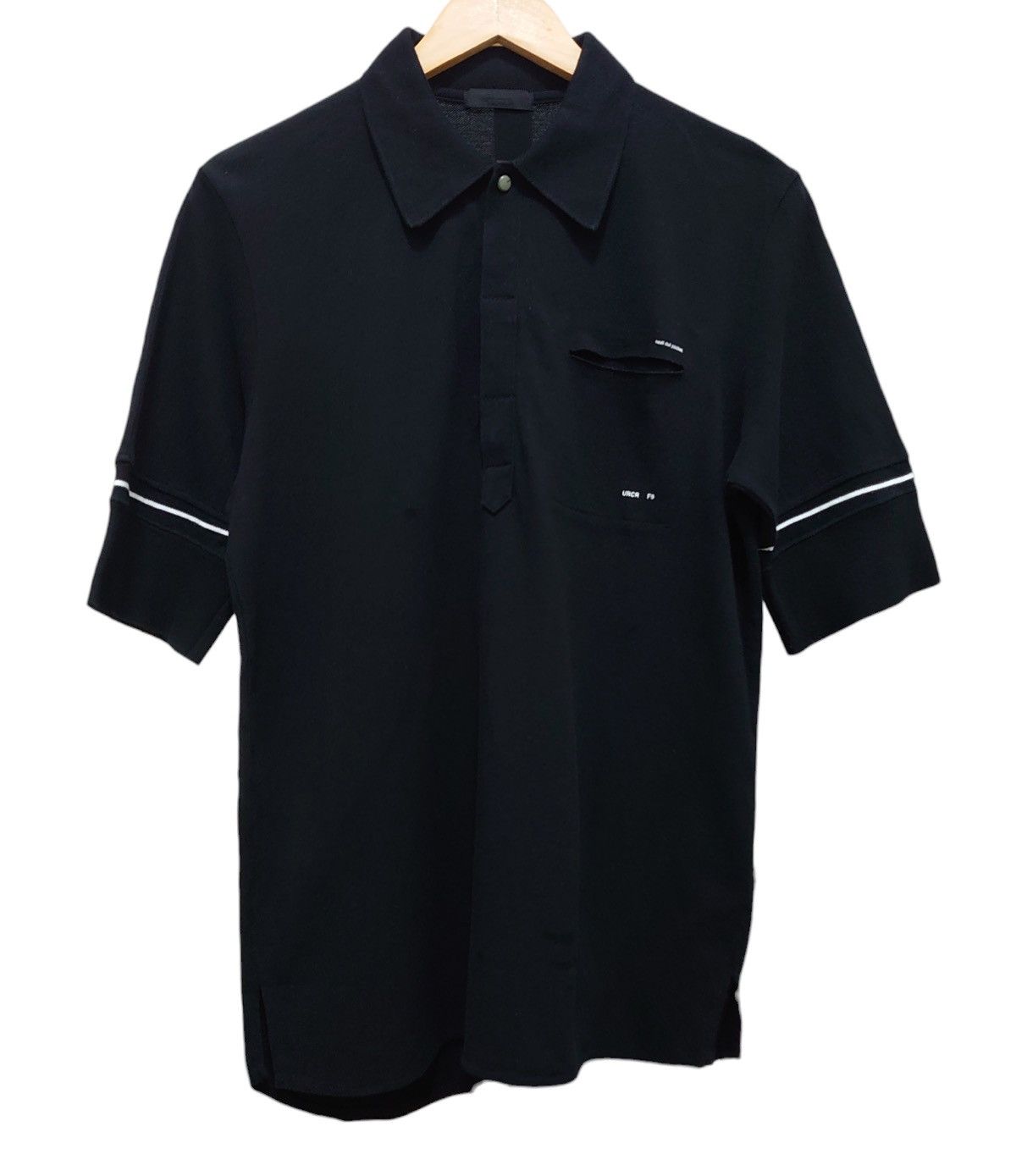 image of Undercover F9 Less But Better Uncut Pocket Polo Tee in Black, Men's (Size Large)
