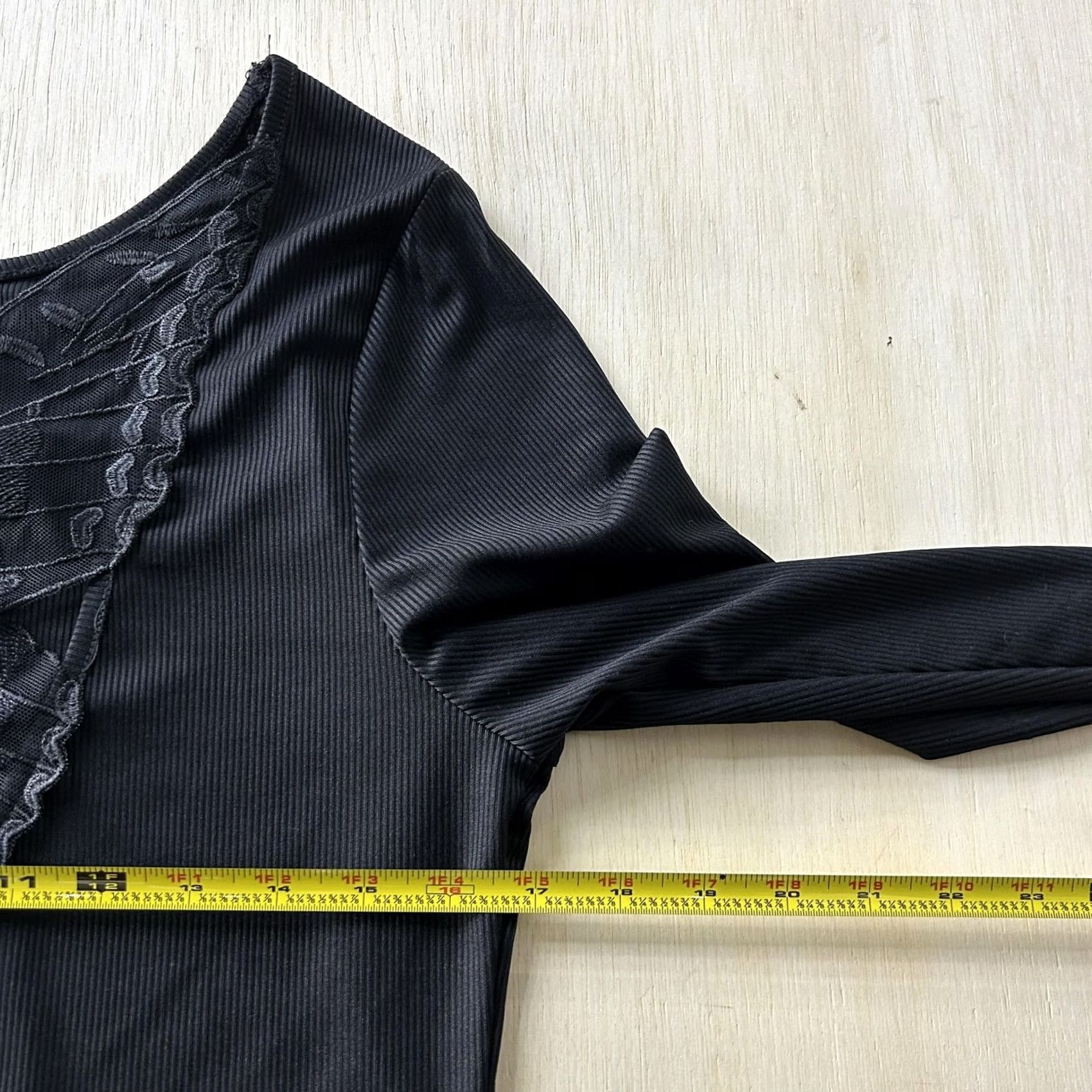 Vintage SHEIN Curve Shirt Womens 1XL Black Butterfly Lace Scoop Neck Long Sleeve Top Size XL / US 12-14 / IT 48-50 - 7 Thumbnail