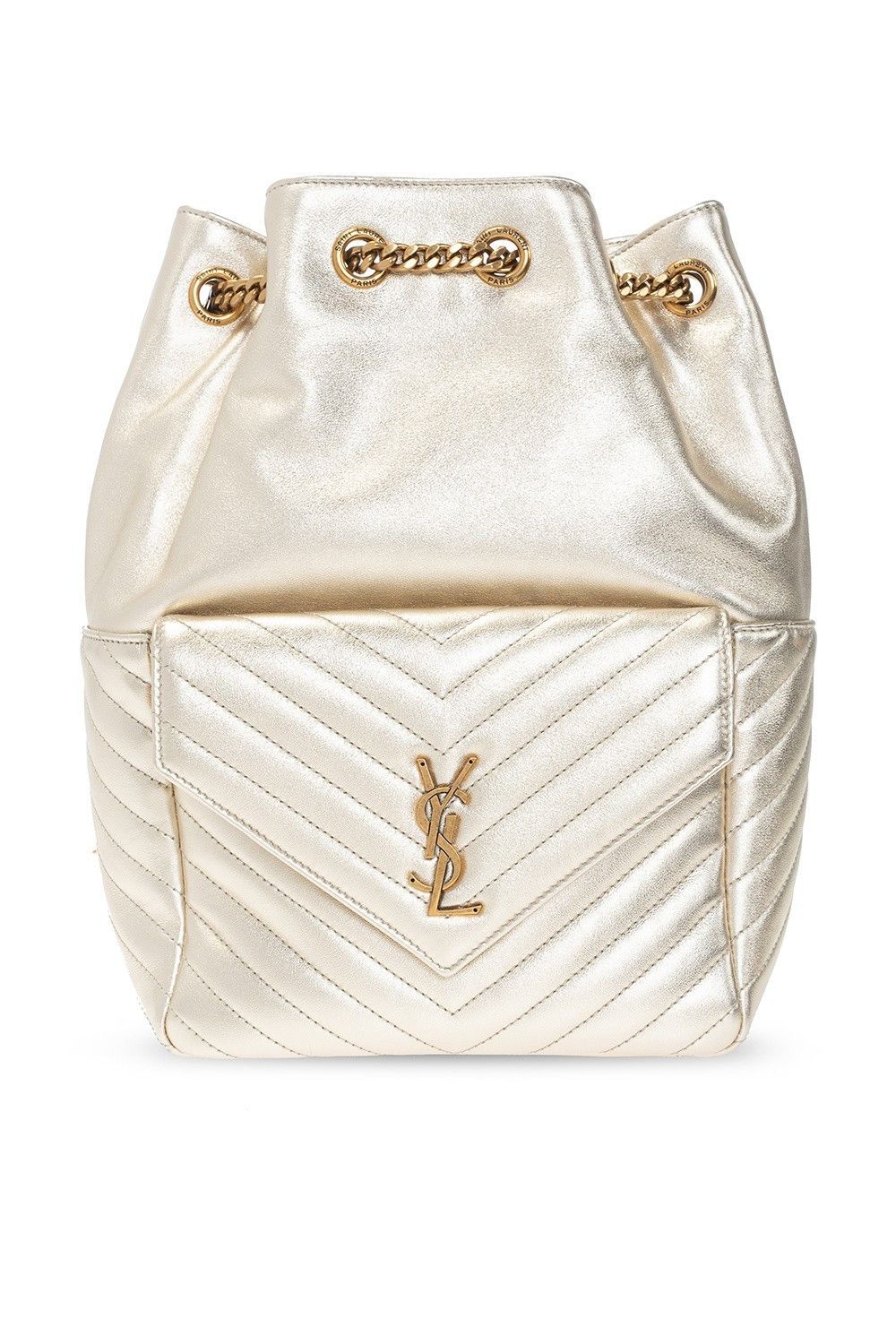 Saint Laurent Joe Gold Leather Backpack New Authentic