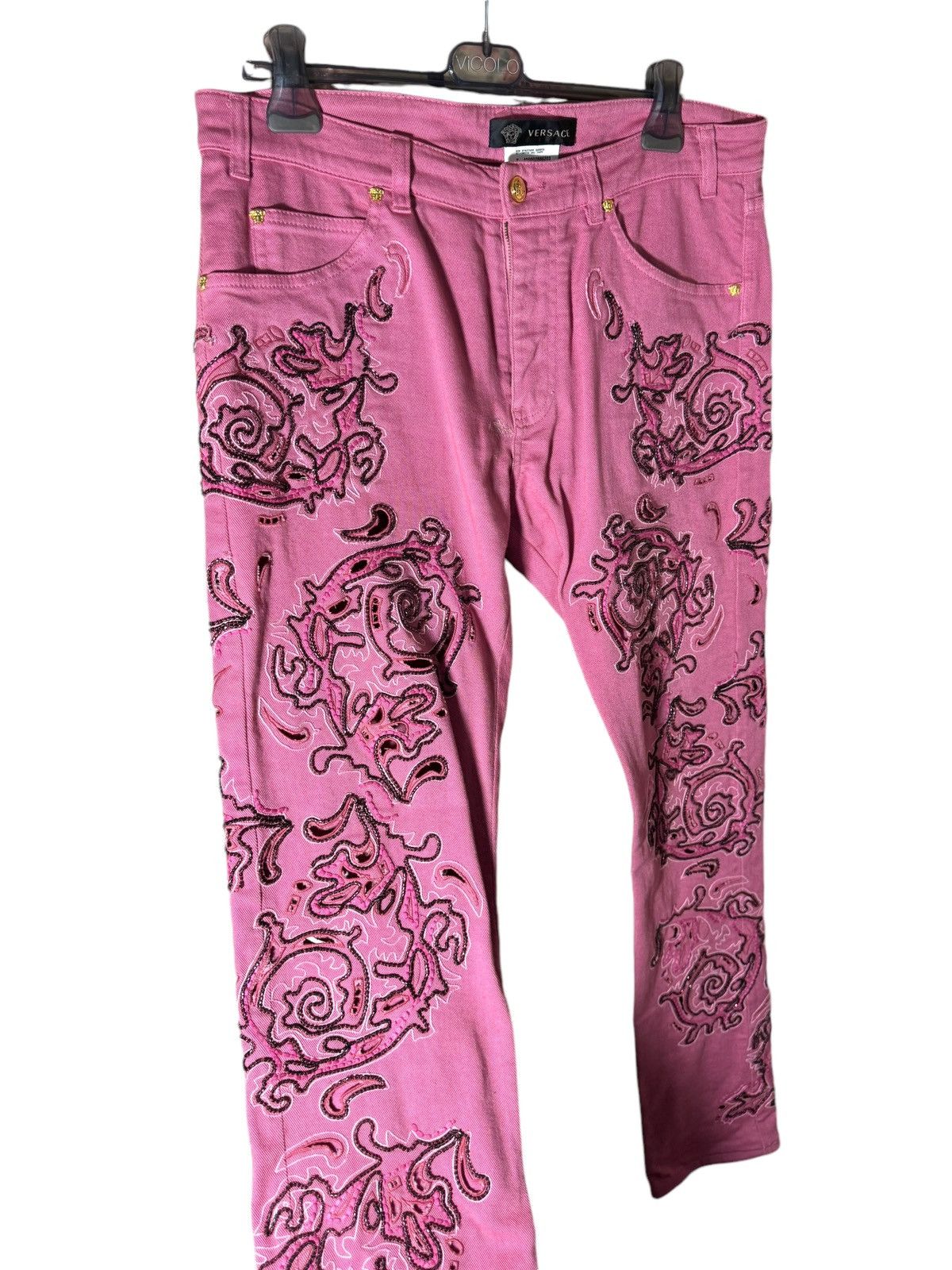 Versace Versace denim pants with beads and embroidery Size US 33 - 8 Thumbnail