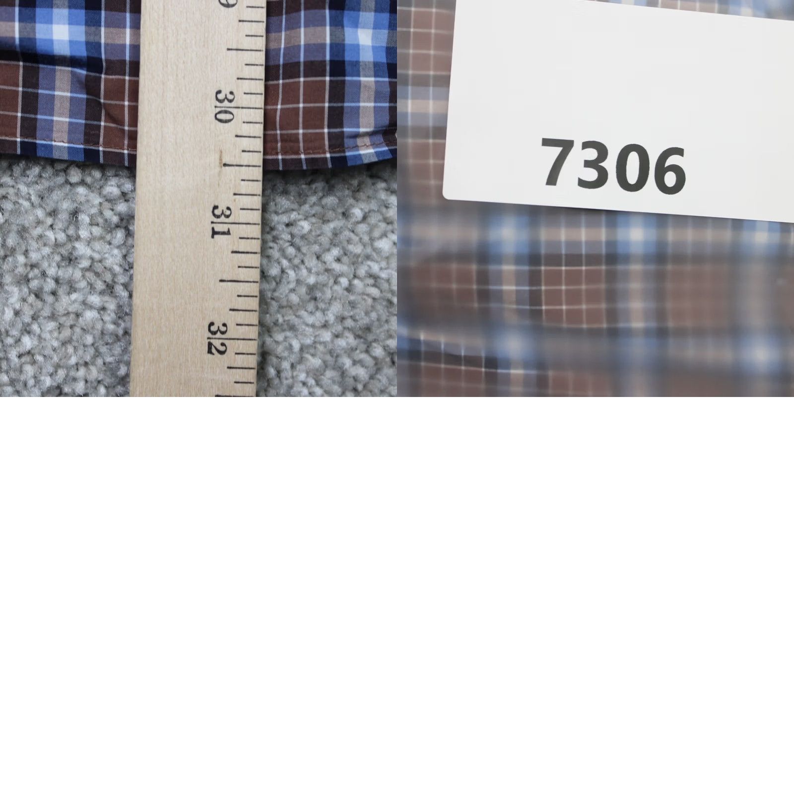 BUGATCHI Bugatchi Uomo Shirt Men Large Brown/Blue Shaped Fit Button-Up Long Sleeve Cotton Plaid Collar Spread Size US L / EU 52-54 / 3 - 9 Thumbnail
