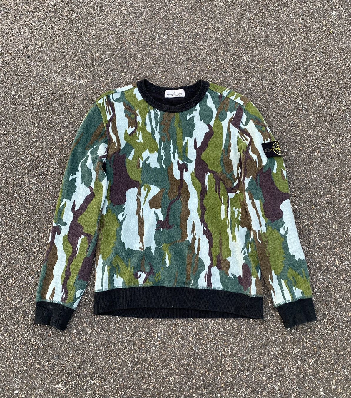 image of Italian Designers x Massimo Osti Archive Clothing Stone Island Camo Crewneck Sweatshirt (Size Mediu