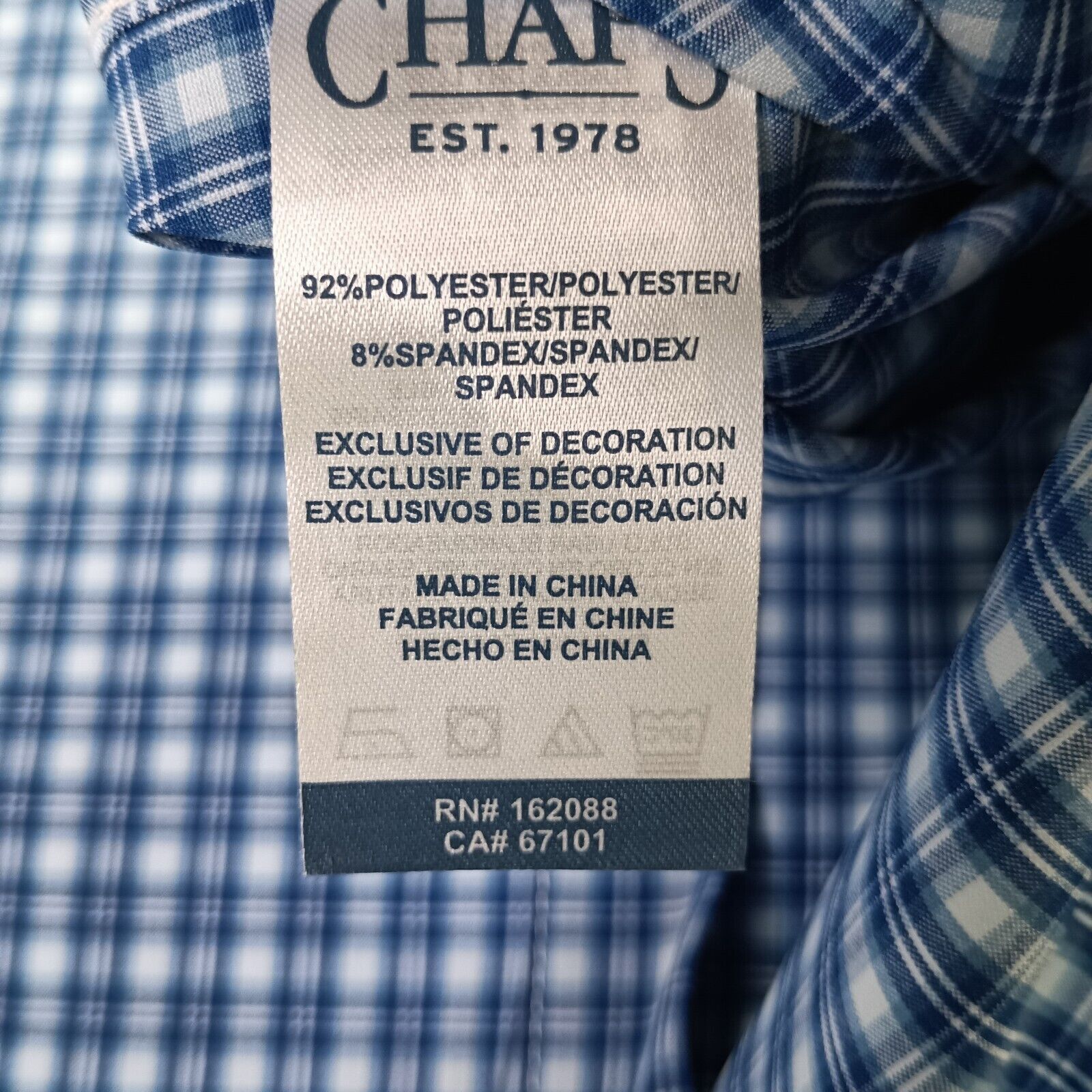 Chaps Chaps Plaid Shirt Men's L Large Blue Performance Classic Fit Size US L / EU 52-54 / 3 - 7 Thumbnail