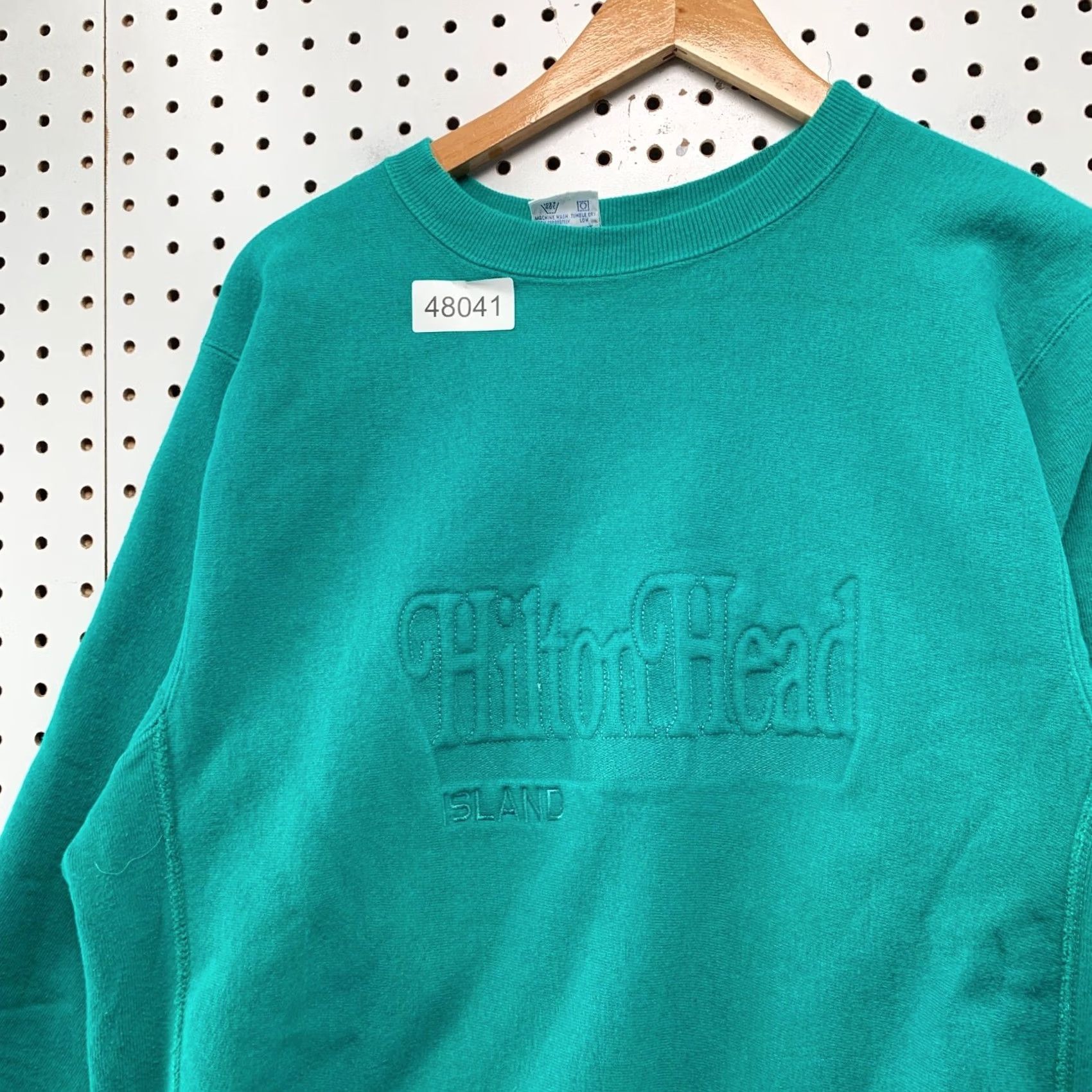 Champion VINTAGE Champion Reverse Weave Sweatshirt Mens L Teal USA 90s Heavyweight Pullover Crew Neck Long Sleeve Cotton Blue (Shirt) Size US L / EU 52-54 / 3 - 7 Thumbnail