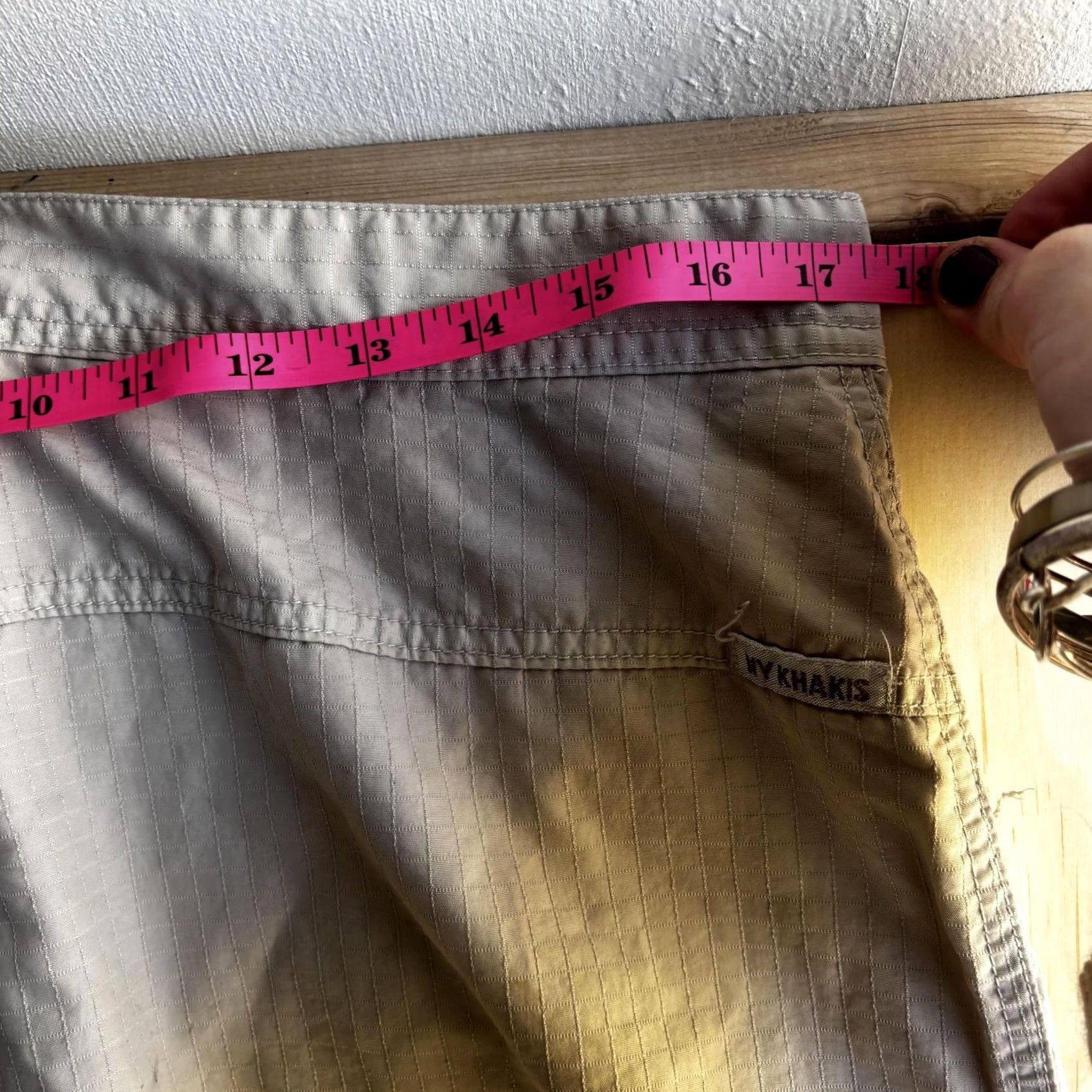 Vintage New York & Company NY Khakis Pants Womens 14 Beige Nylon Straight Leg Travel Casual Everyday Lightweight Pockets Front Zip Fly Size 36" / US 14 / IT 50 - 5 Thumbnail