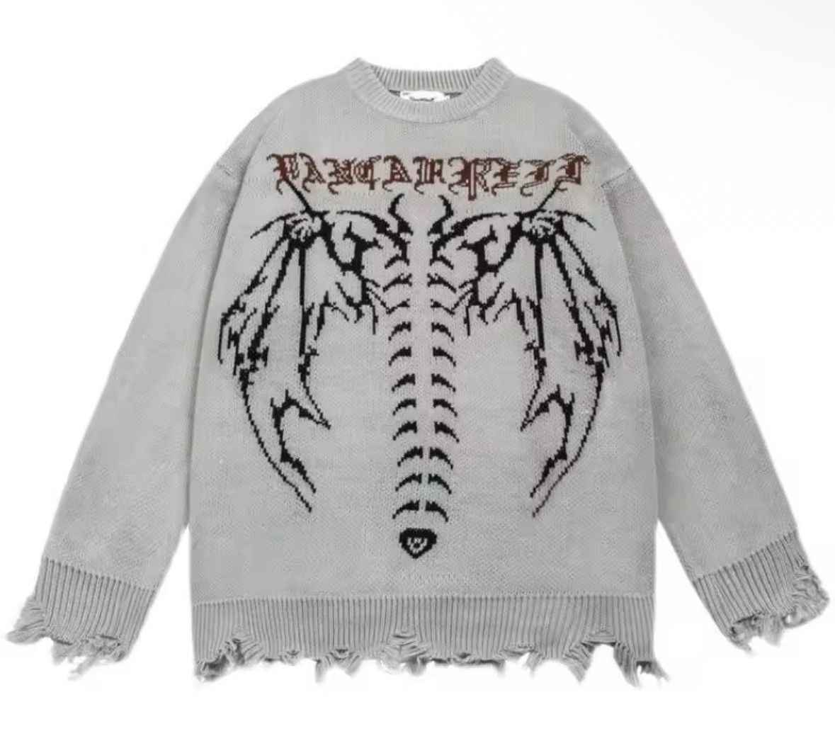 Other Retro Goth Graffiti Torn Jacquard Pullover Knit Sweater Size US L / EU 52-54 / 3 - 1 Thumbnail
