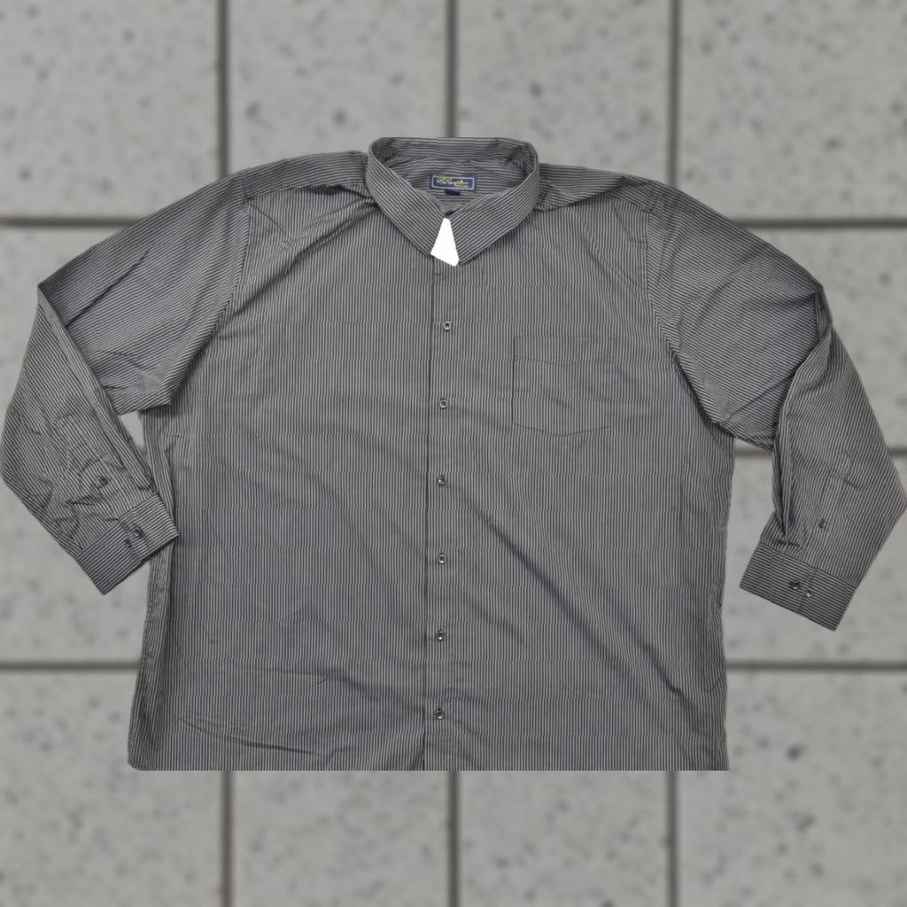Vintage KSS Signature Shirt Men 20 37/8 Tall Button-Down Black Gray Striped Cotton Blend Dress Shirt Mens Big & Tall Size US XXL / EU 58 / 5 - 1 Thumbnail