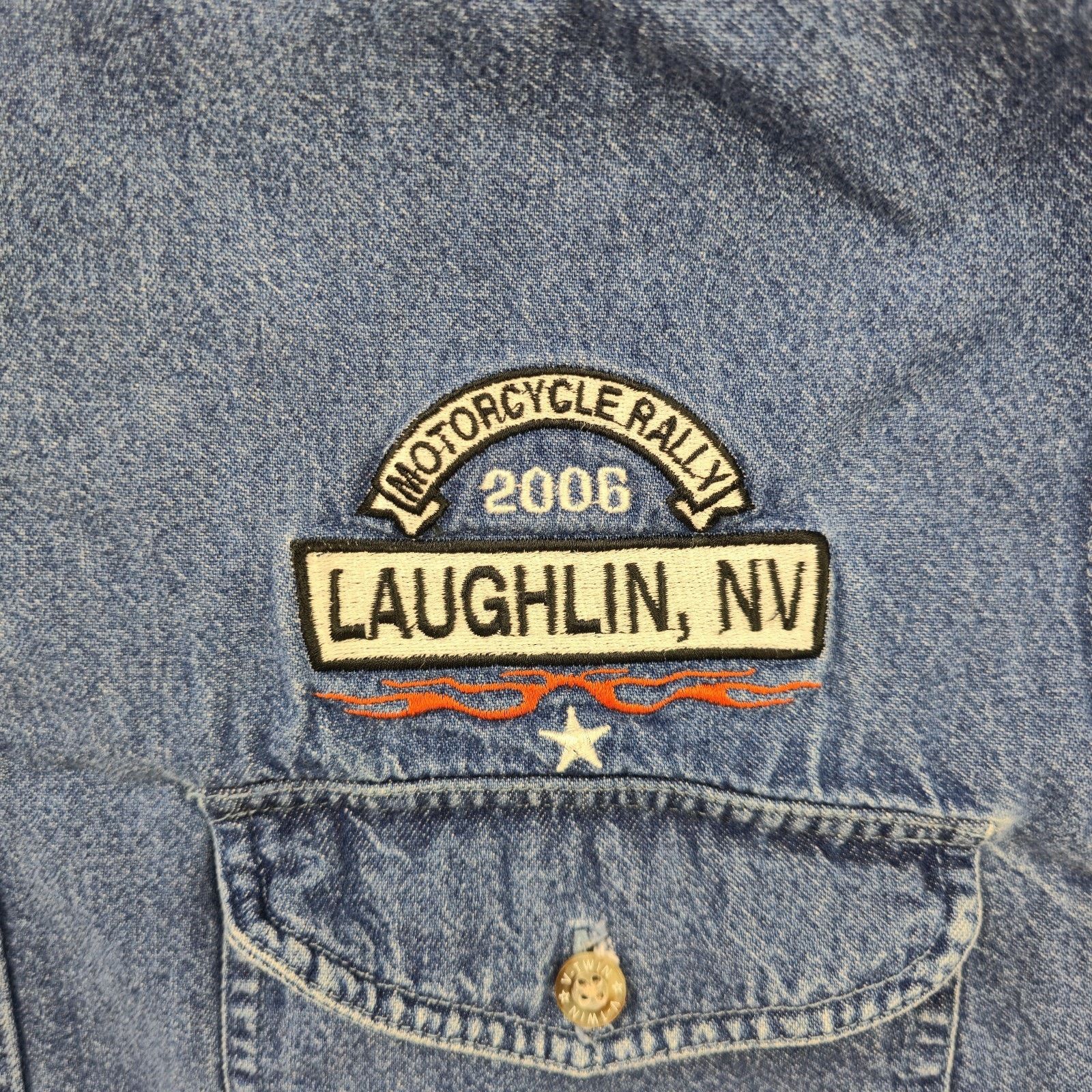 Other Laughlin Nevada Motorcycle Rally Denim Shirt Med 2006 Y2K Size US M / EU 48-50 / 2 - 4 Thumbnail