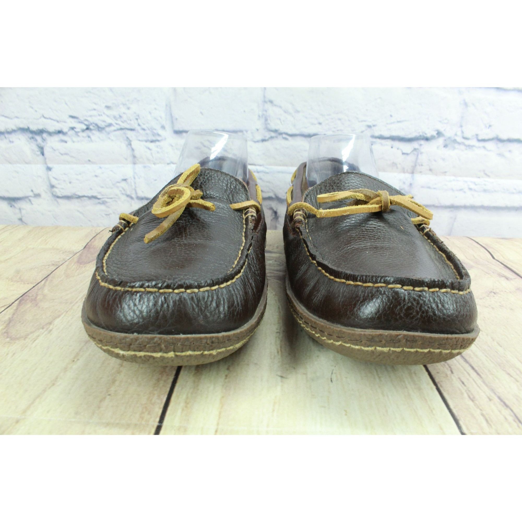 L.L. Bean LL Bean Men's Brown Leather Flannel Lined Slip-on Slippers Size US 10 / EU 43 - 3 Thumbnail