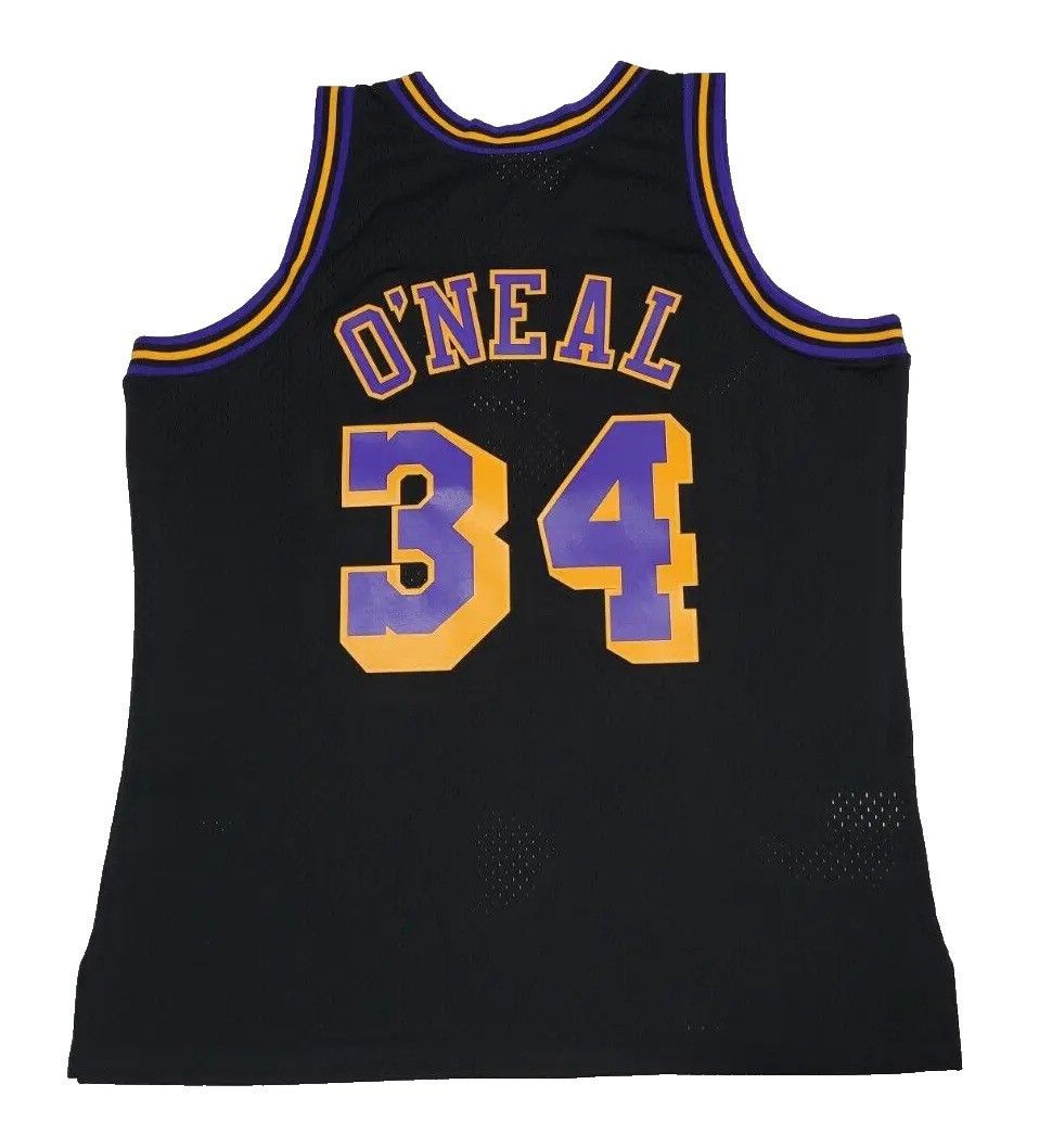 image of Mitchell Ness Mitchell & Ness Shaquille O'neal 1996-97 Los Angeles Lakers in Black, Men's (Size XL)